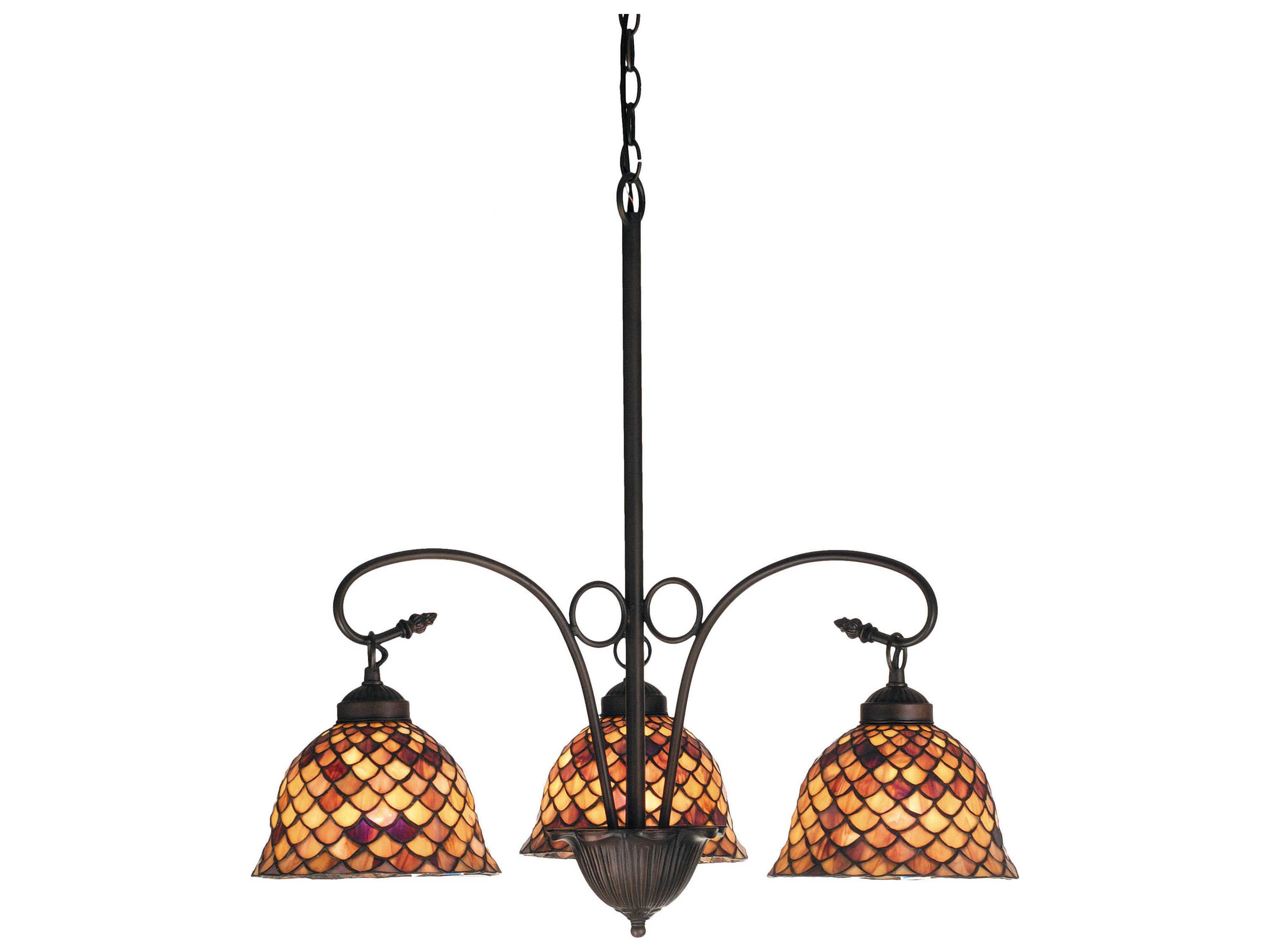 Tiffany 3-Light Bronze Bell Chandelier