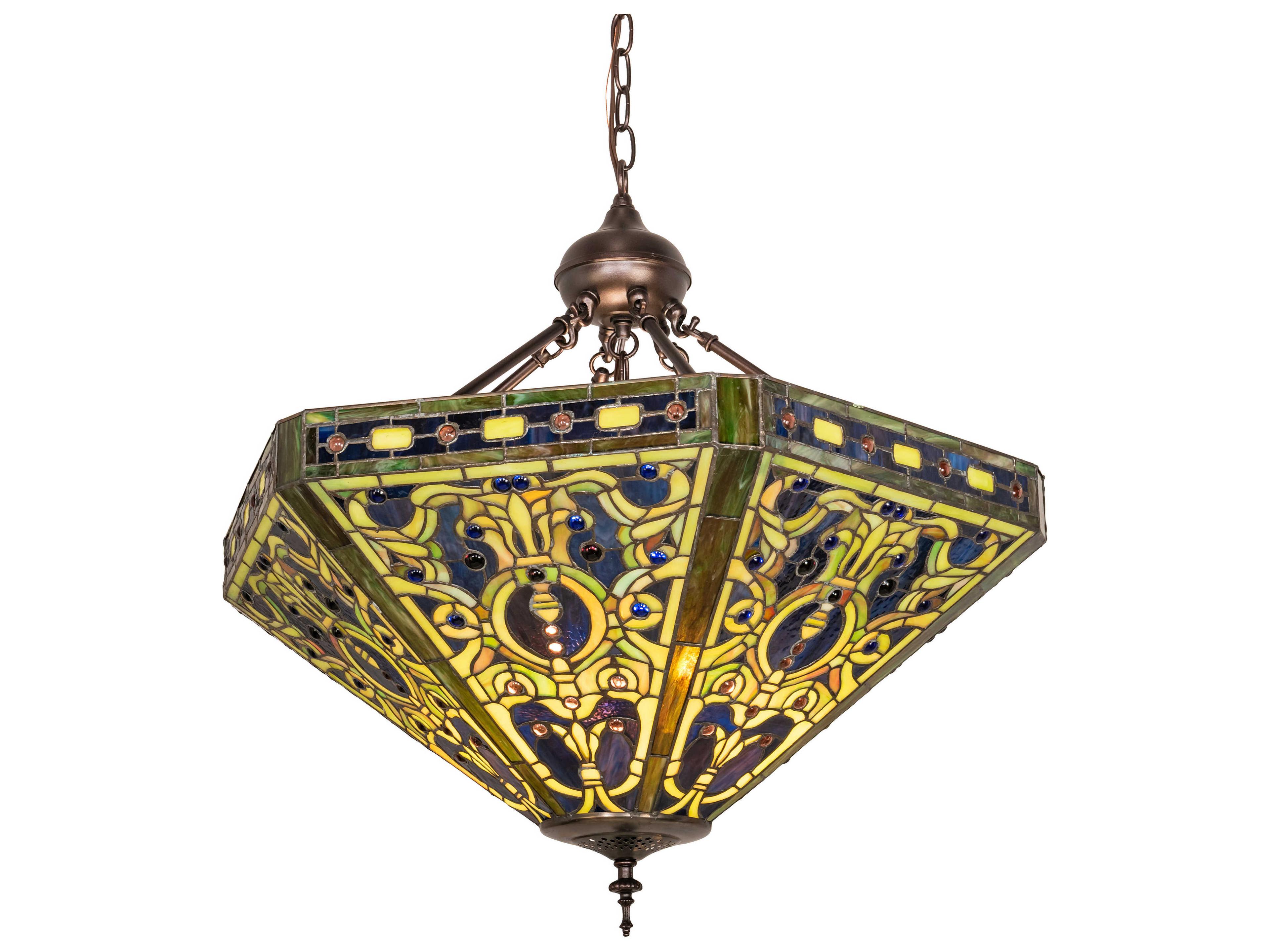 Tiffany Elizabethan 3-Light Blue Glass Pendant