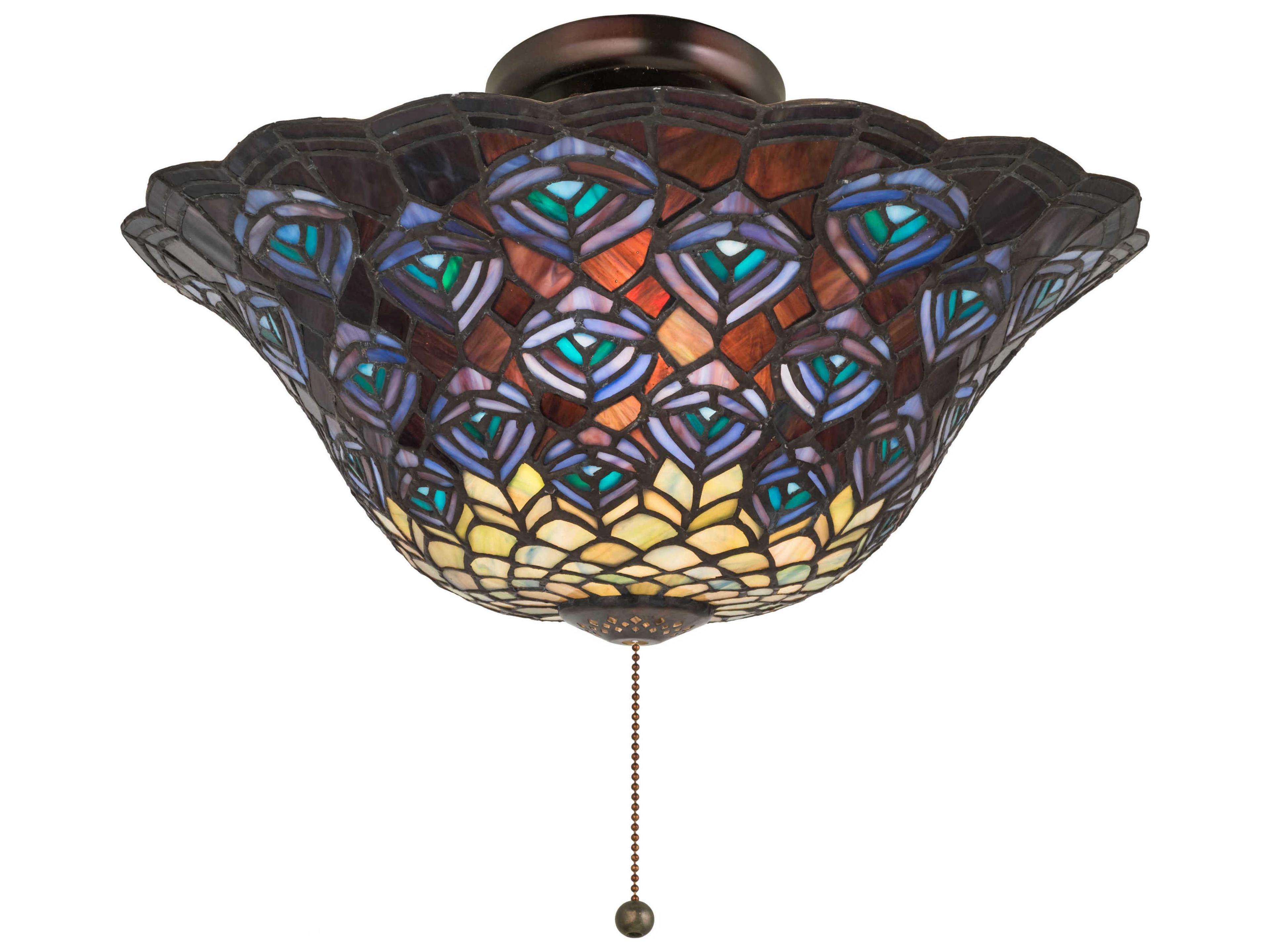 Tiffany Peacock Feather Fan Light Fixture
