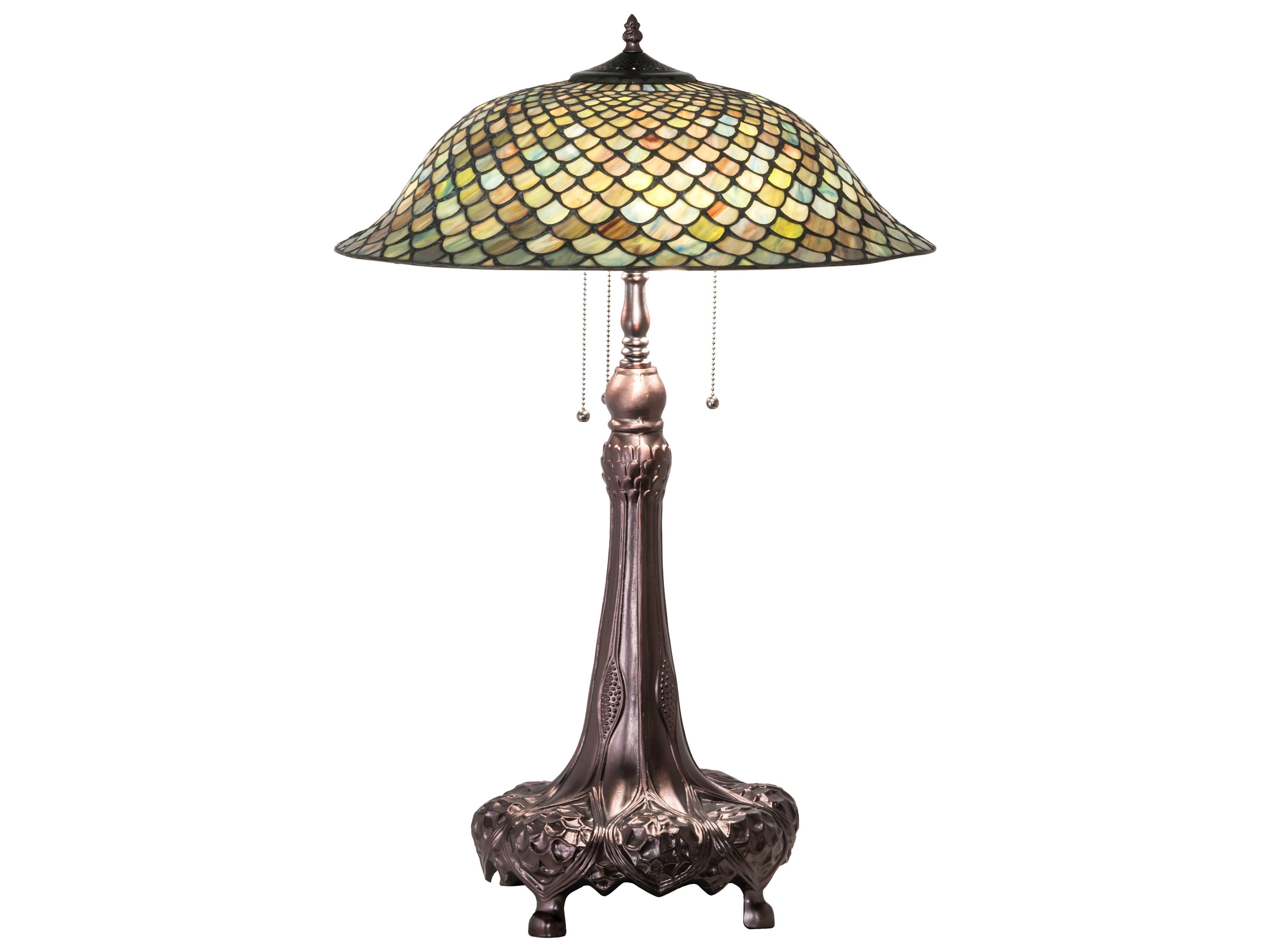 Tiffany Fishscale Glass Mahogany Bronze Buffet Lamp