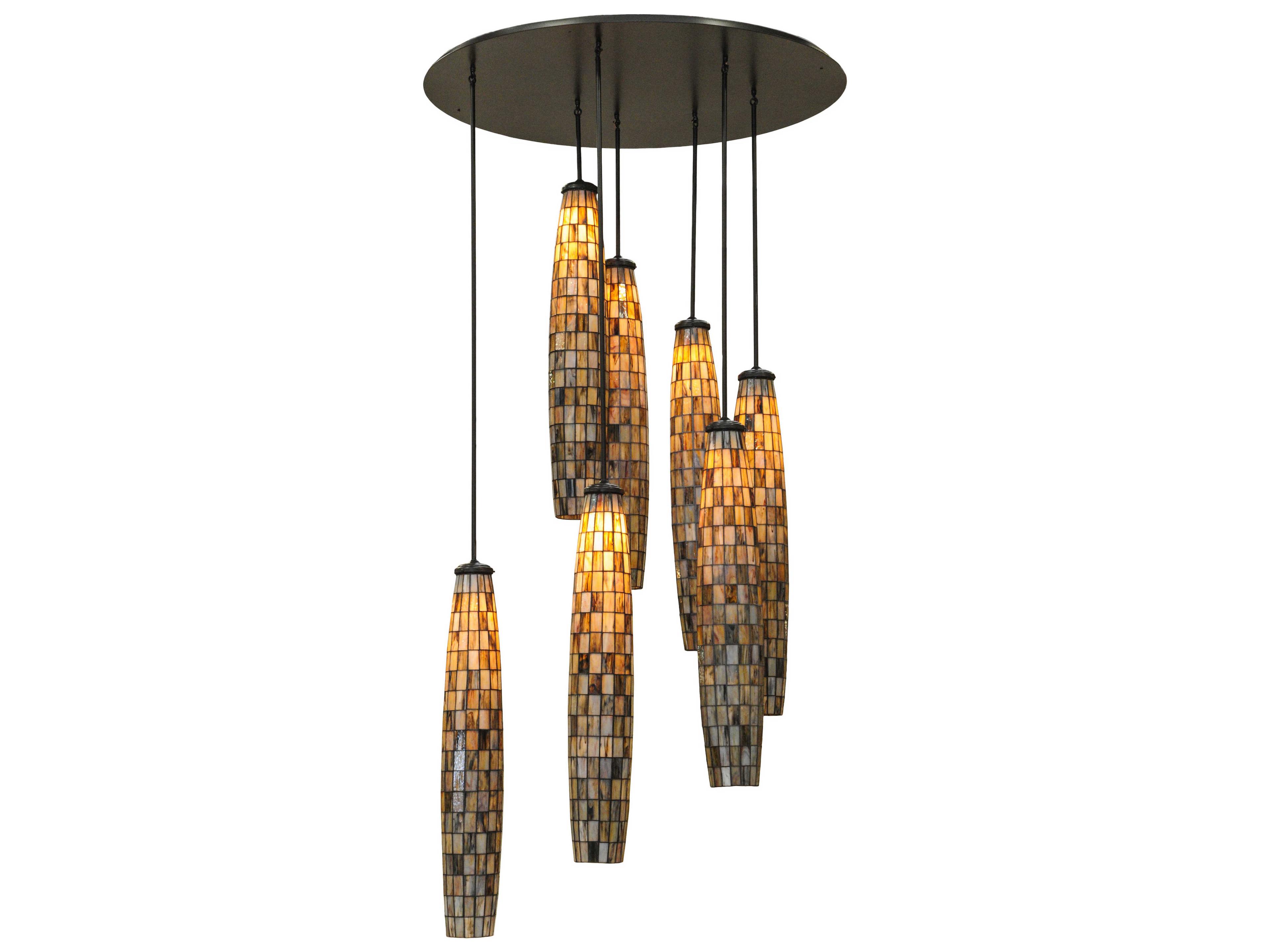 Tiffany Checkers 7 - Light Shower Flush Mount Light