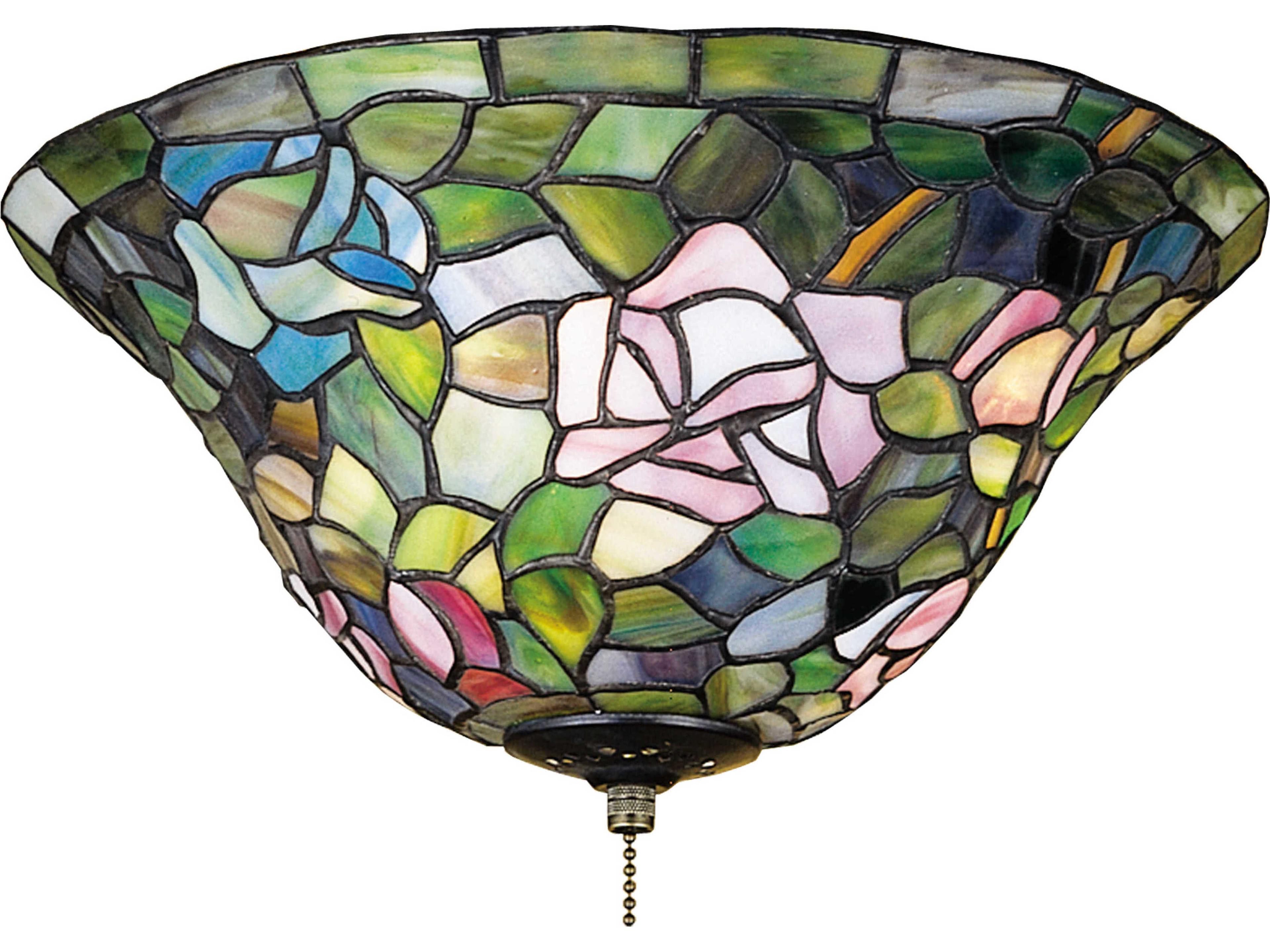 Tiffany 3-Light Brown Bowl Geometric Flush Mount