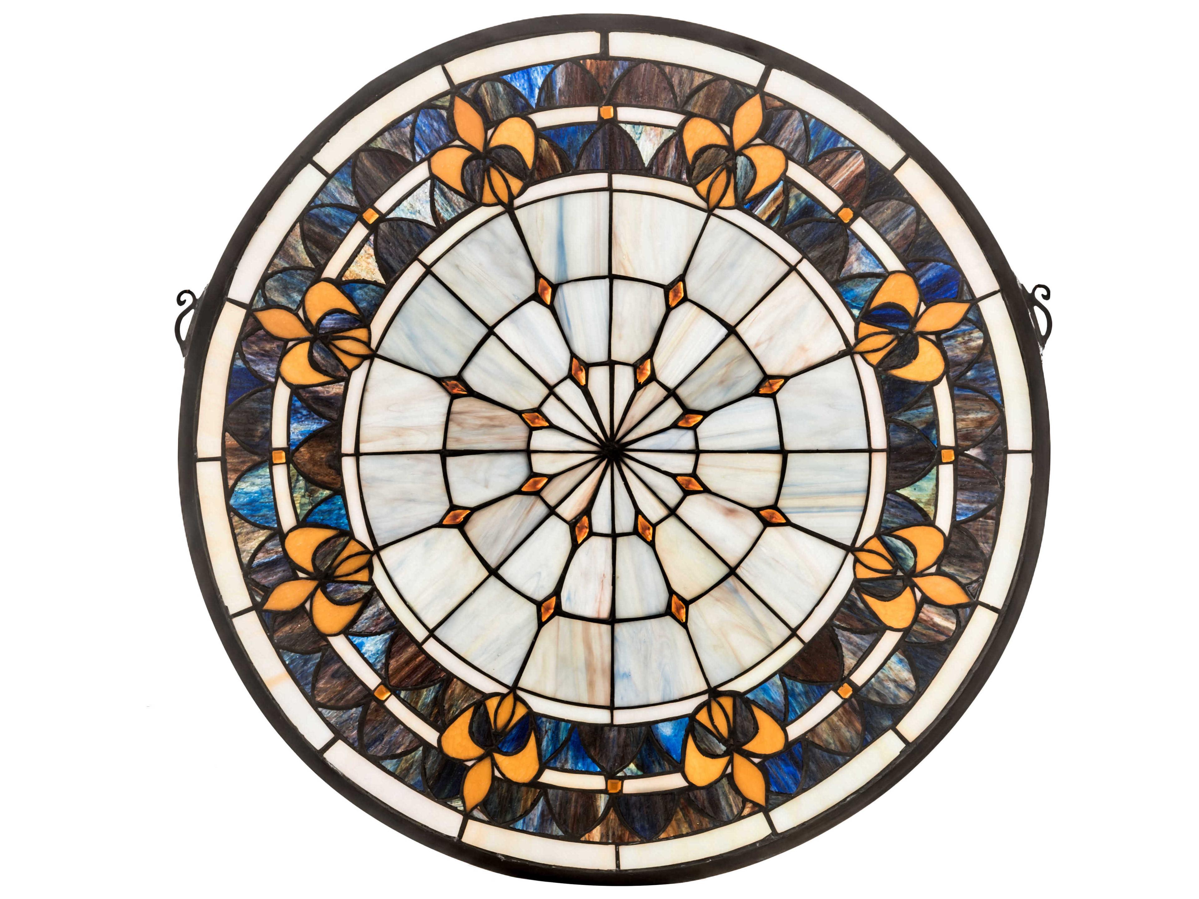 Fleur-De-Lis Medallion Stained Glass Window