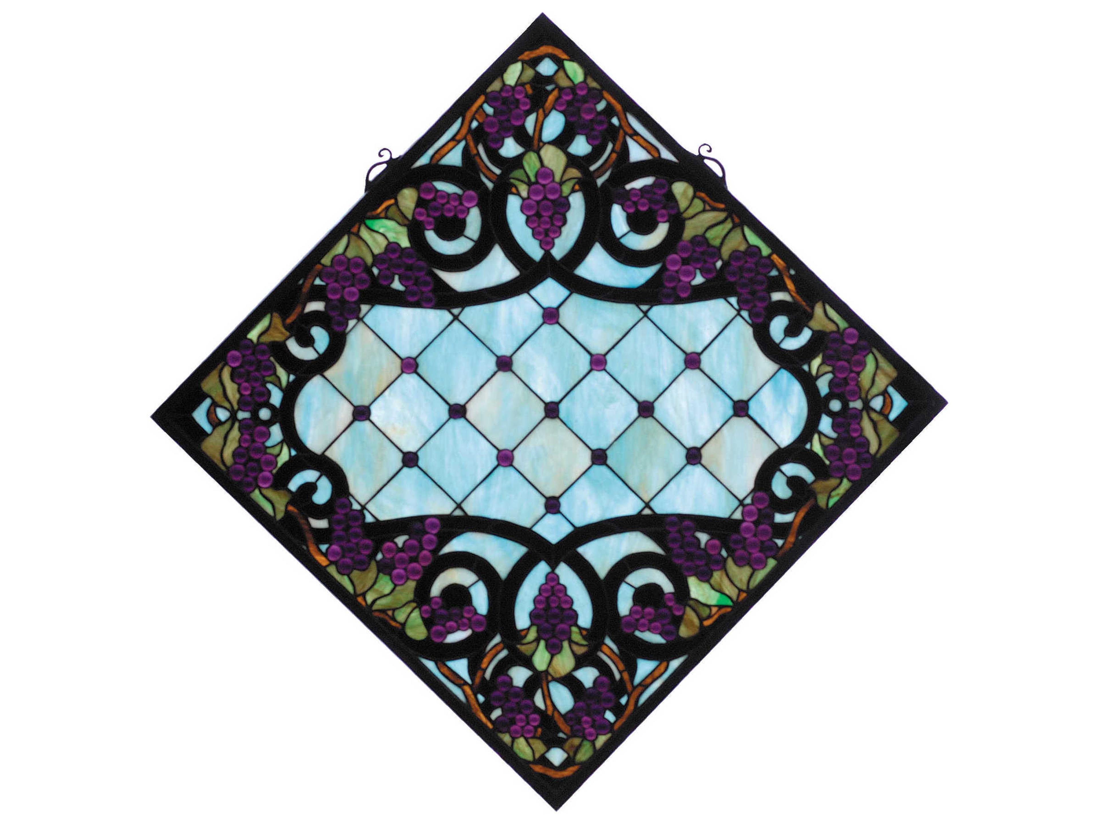 Tiffany Jeweled Grape Stained Glass Window