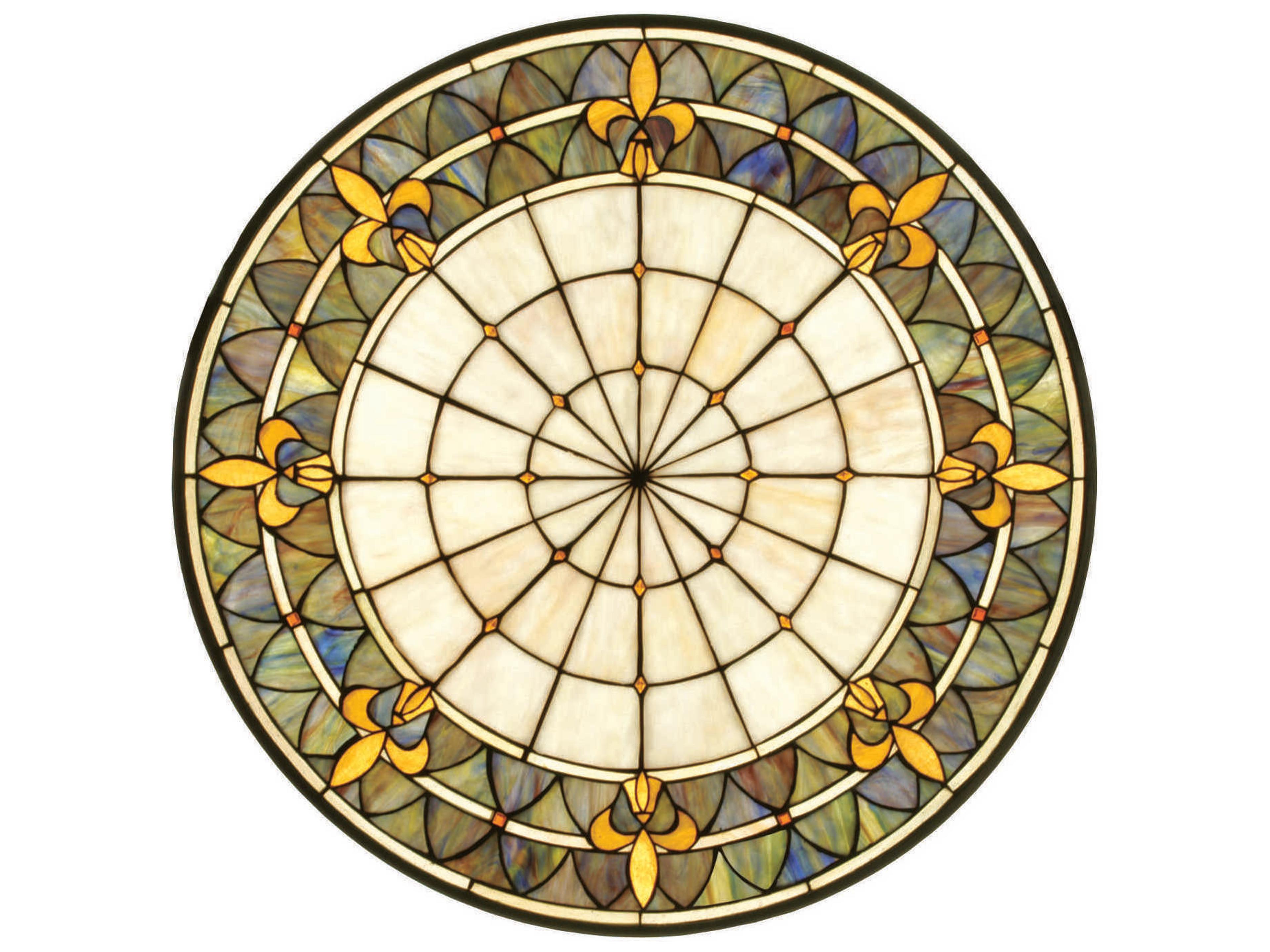 Fleur-De-Lis Medallion Stained Glass Window