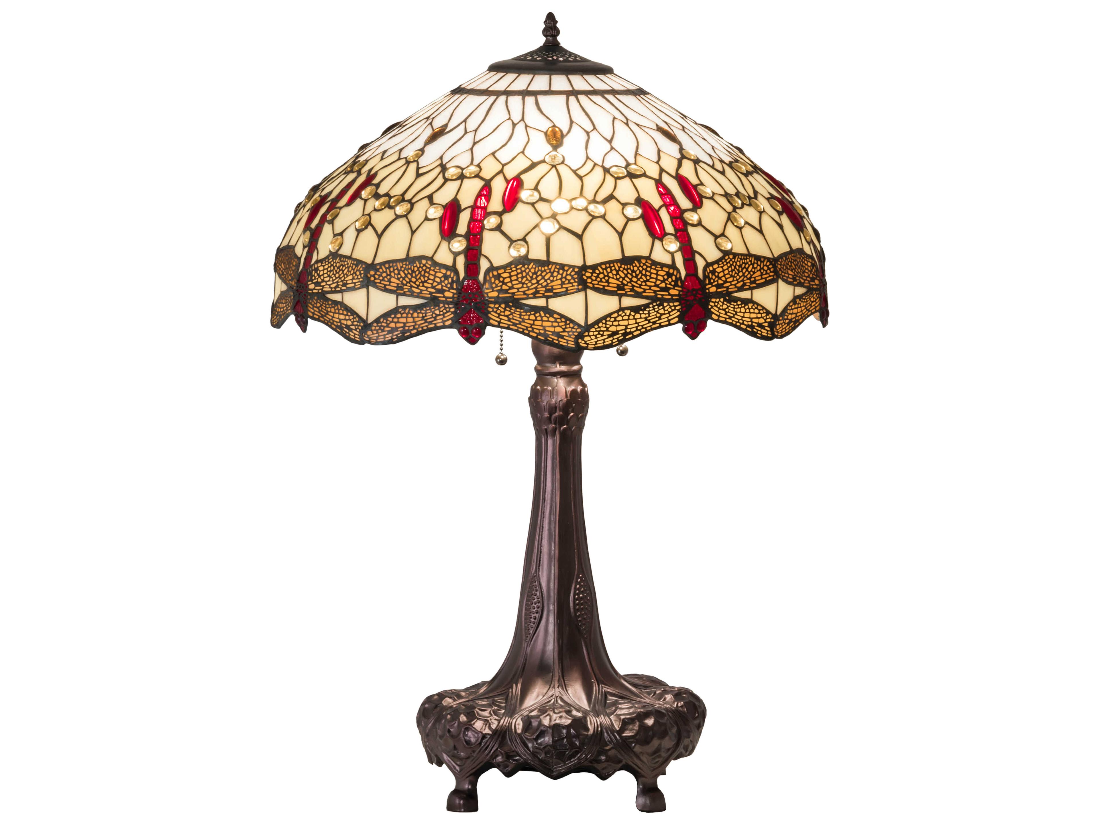Tiffany Hanginghead Dragonfly Glass Mahogany Bronze Buffet Lamp