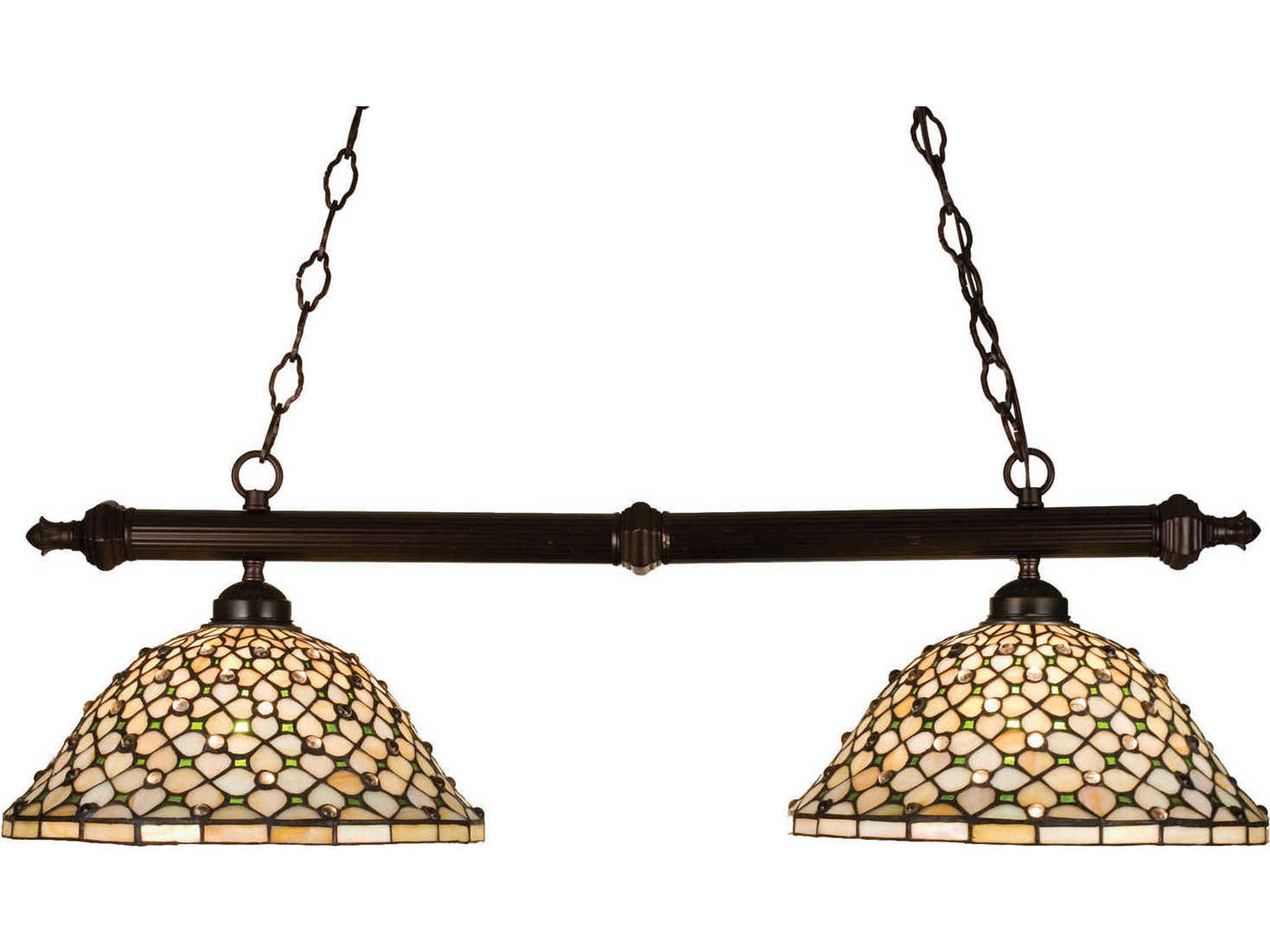 Diamond & Jewel 2-Light Bronze Tiffany Dome Geometric Island Pendant