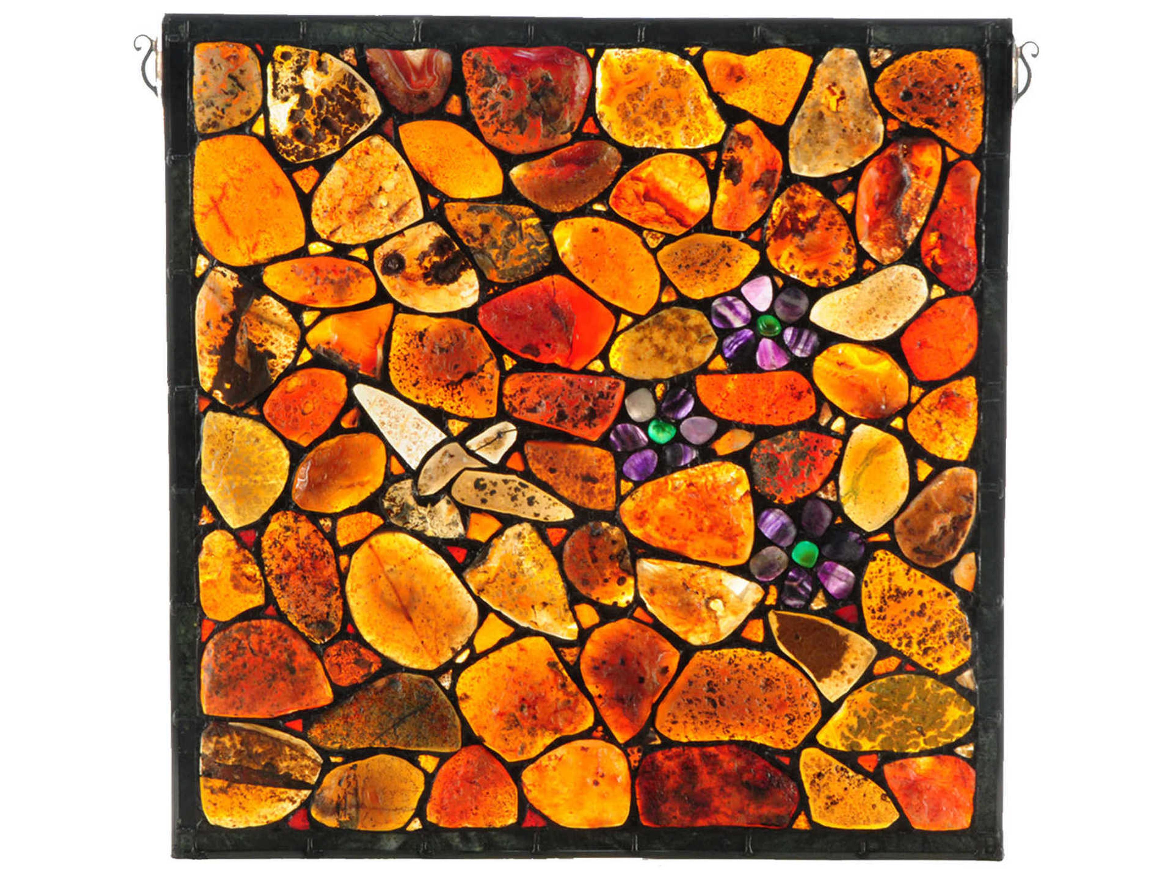 Tiffany Agate Stone Hummingbird Window