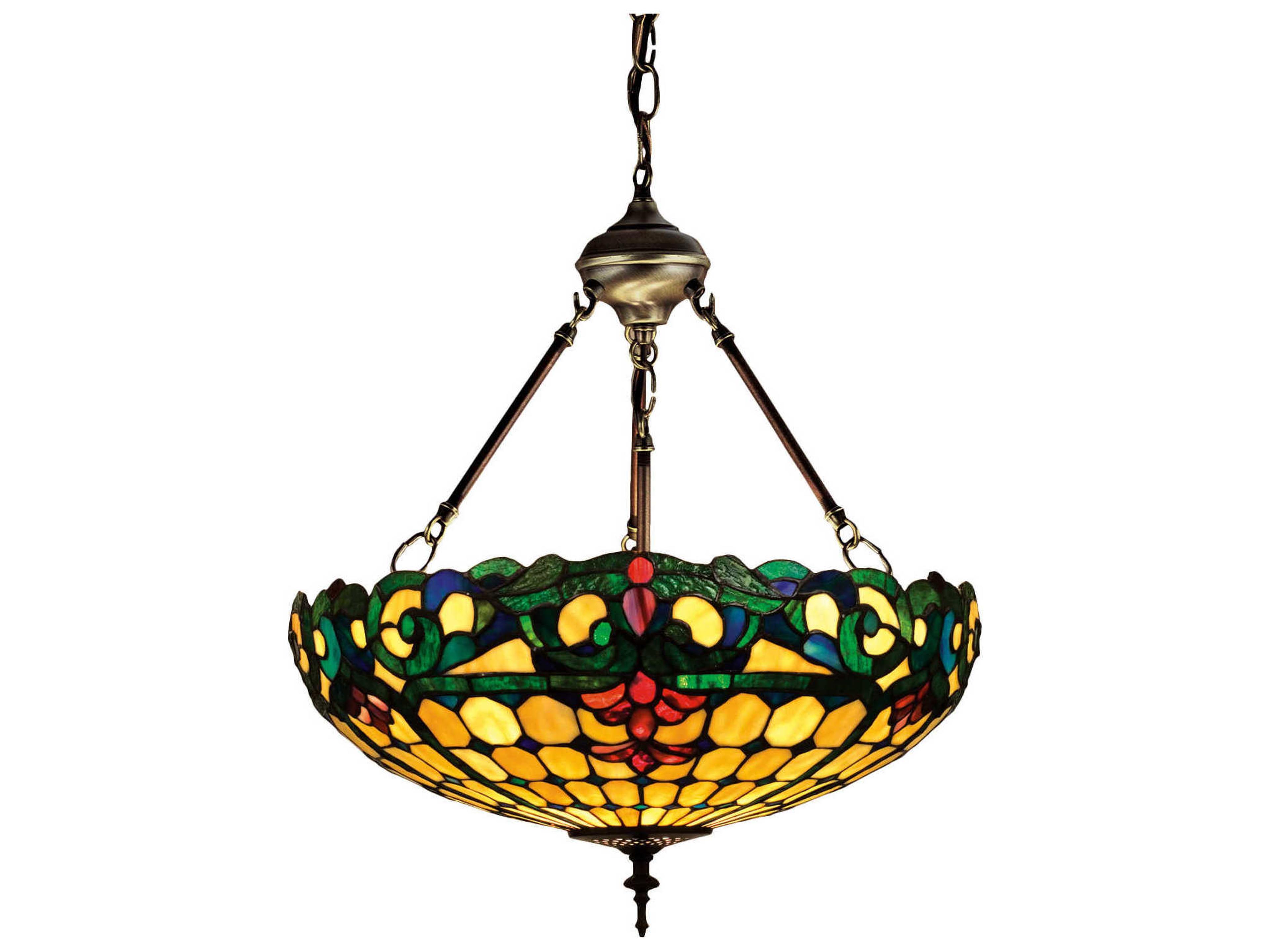 Tiffany 3-Light Bronze Bowl Geometric Pendant