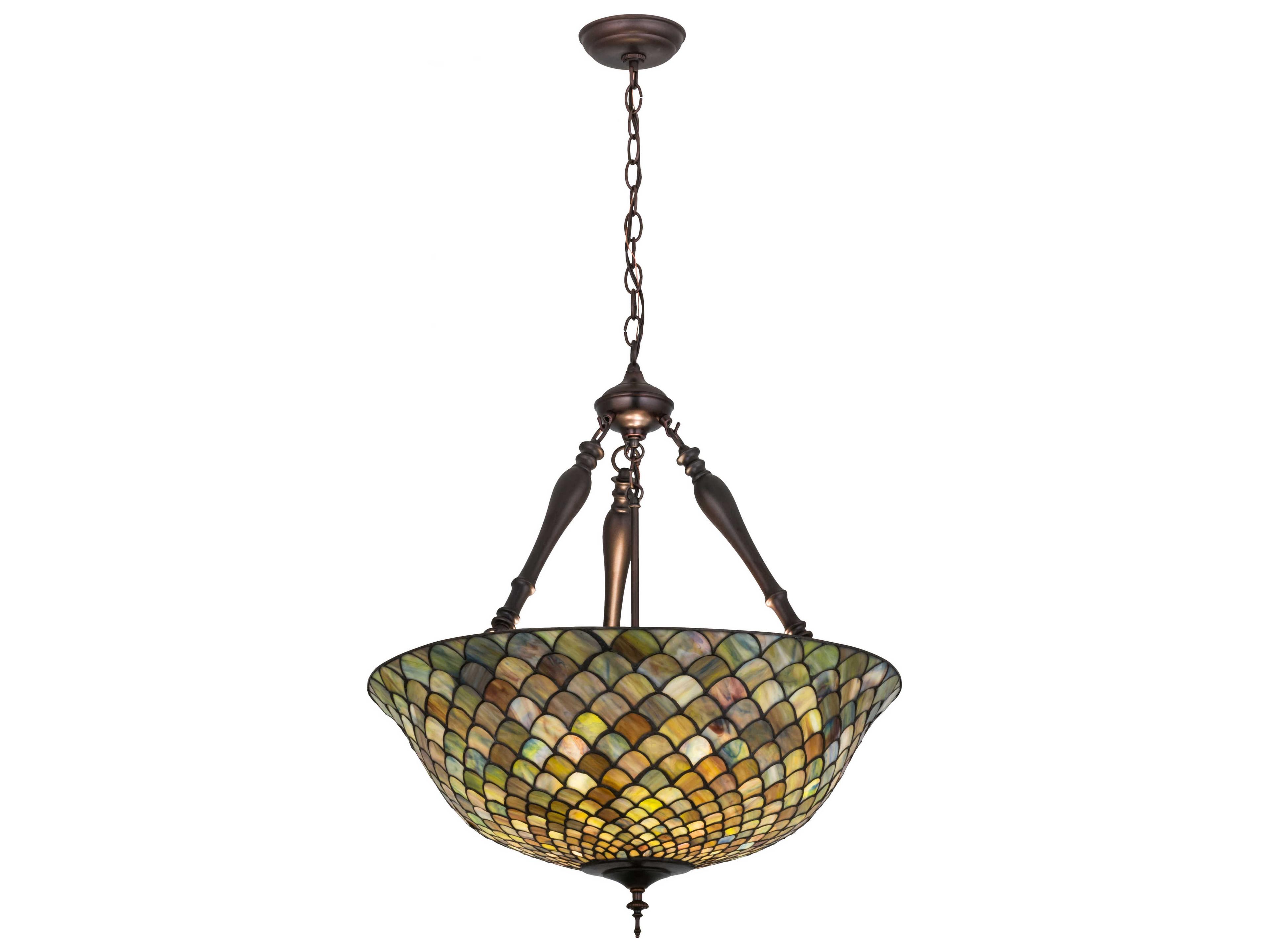 Tiffany 3-Light Bronze Bowl Geometric Pendant