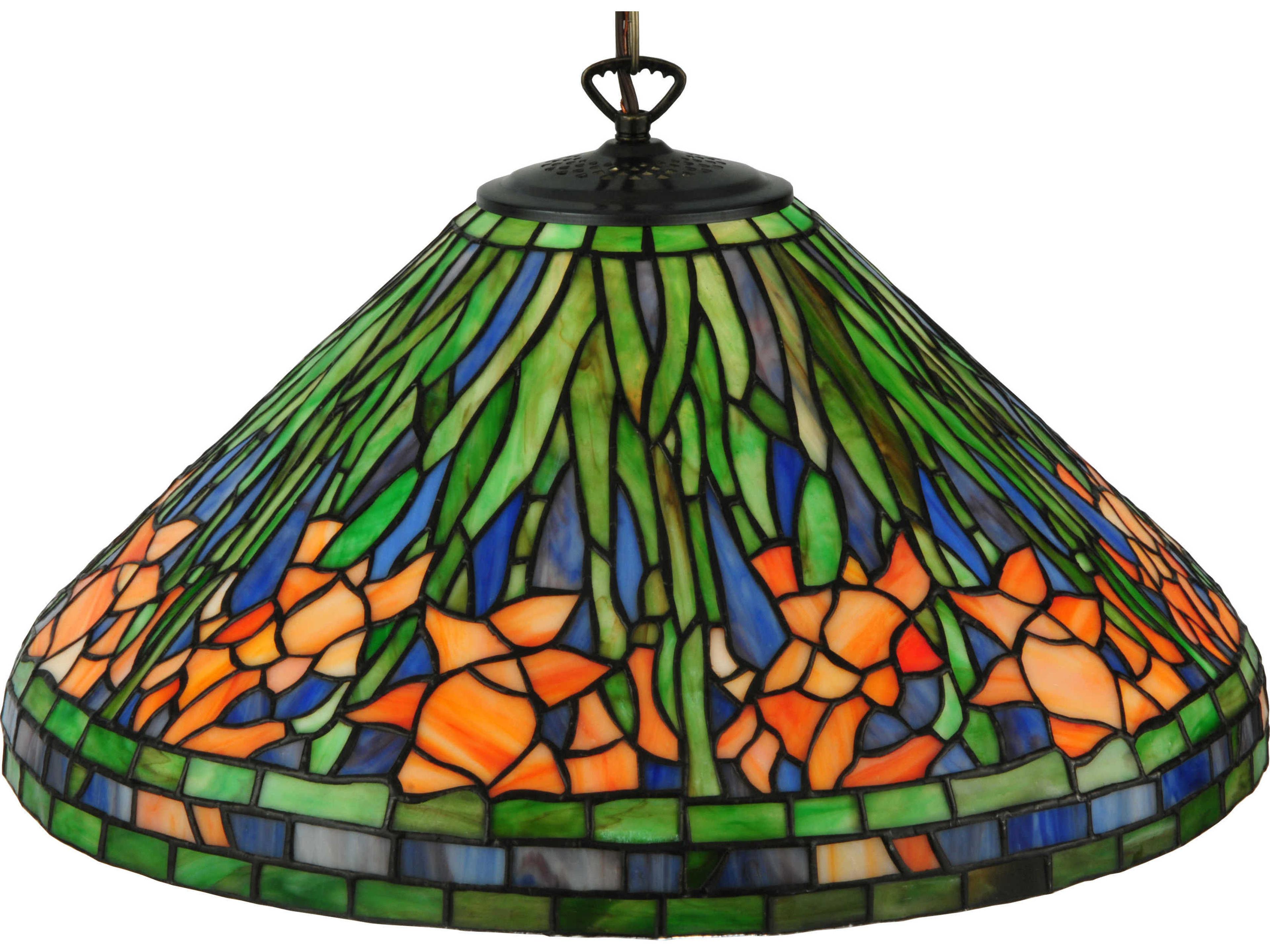 Daffodil 1-Light Brown Tiffany Dome Geometric Pendant