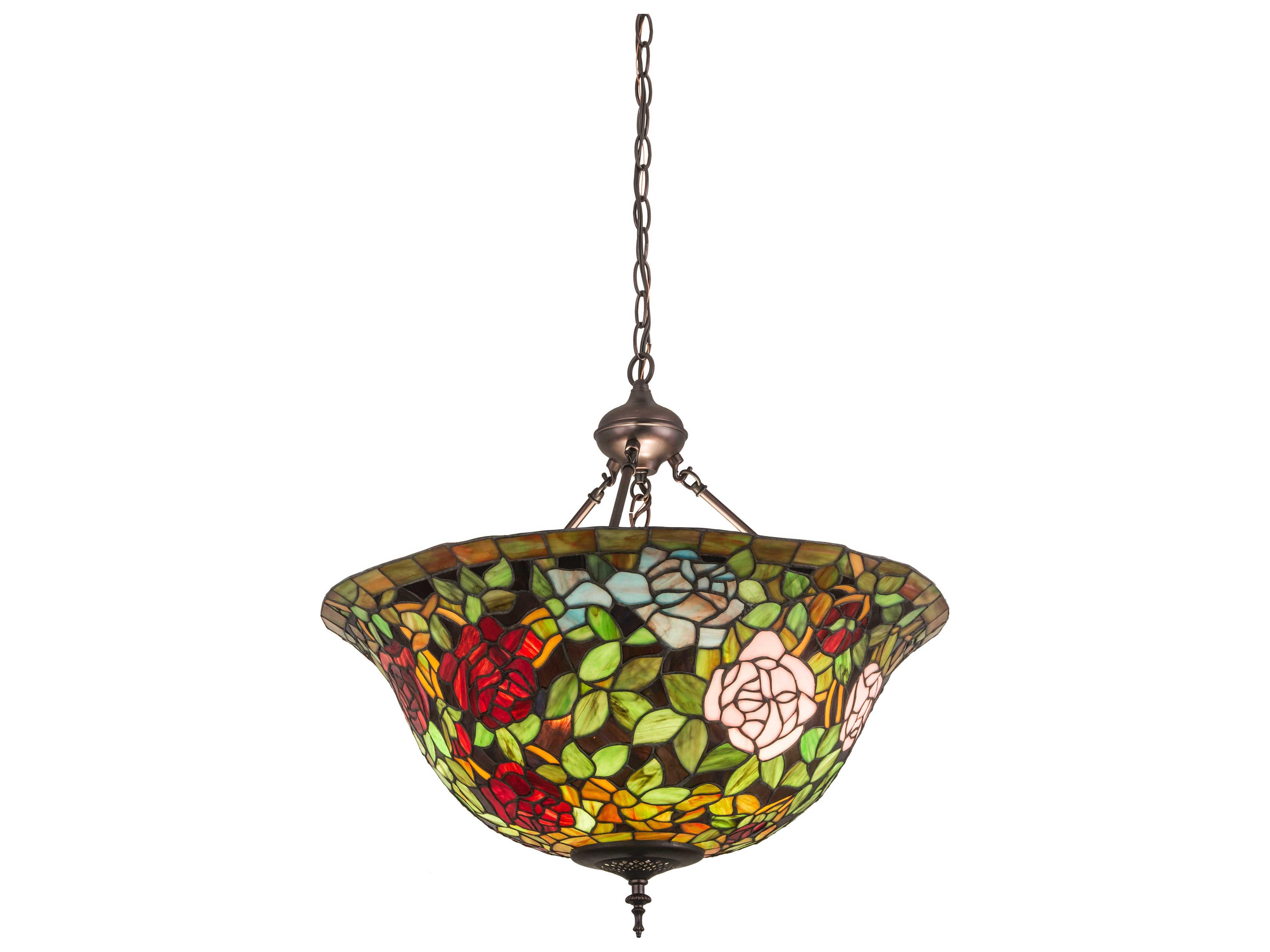 Tiffany 3-Light Bronze Bowl Geometric Pendant