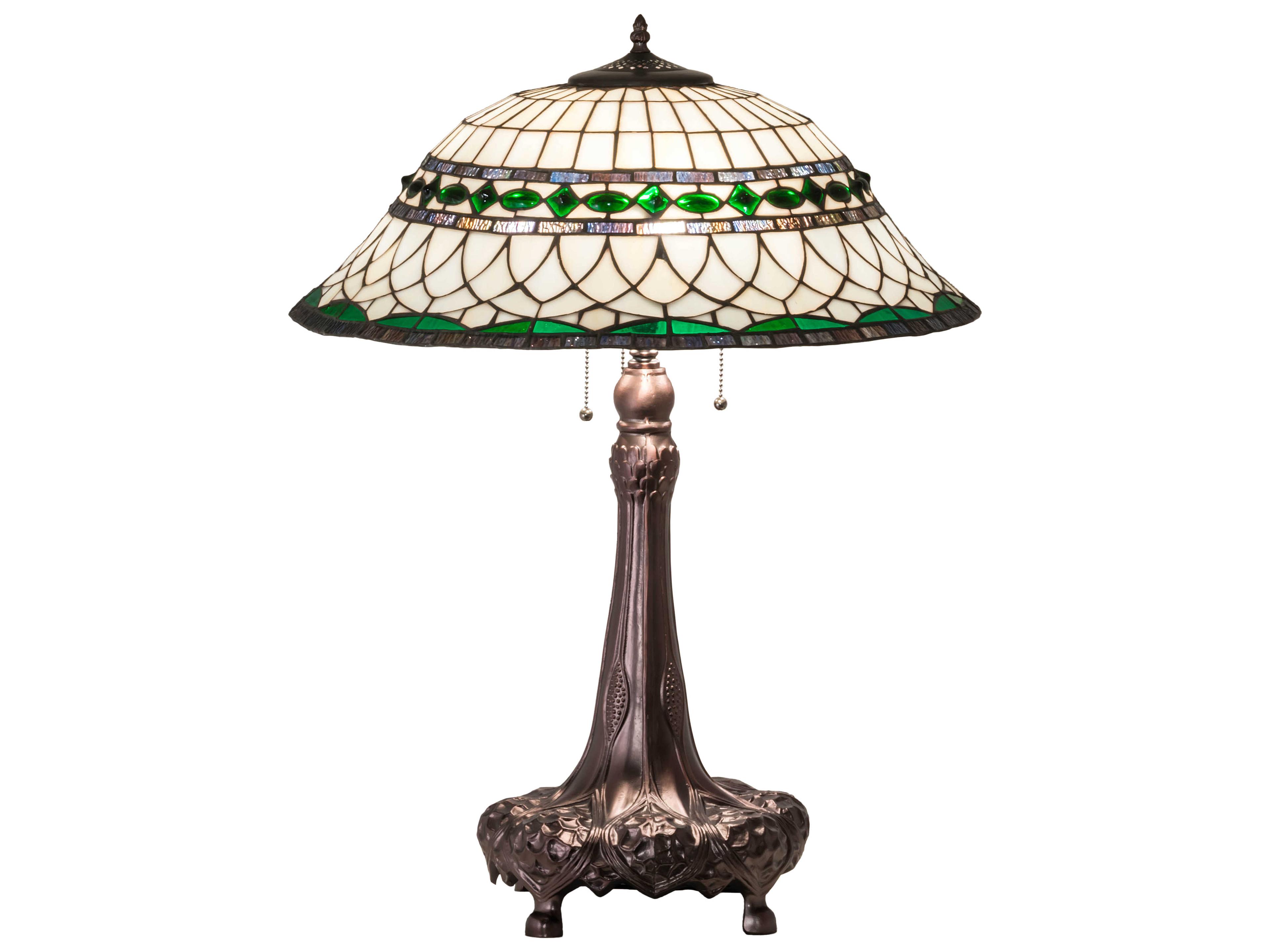 Tiffany Roman Glass Mahogany Bronze Buffet Lamp