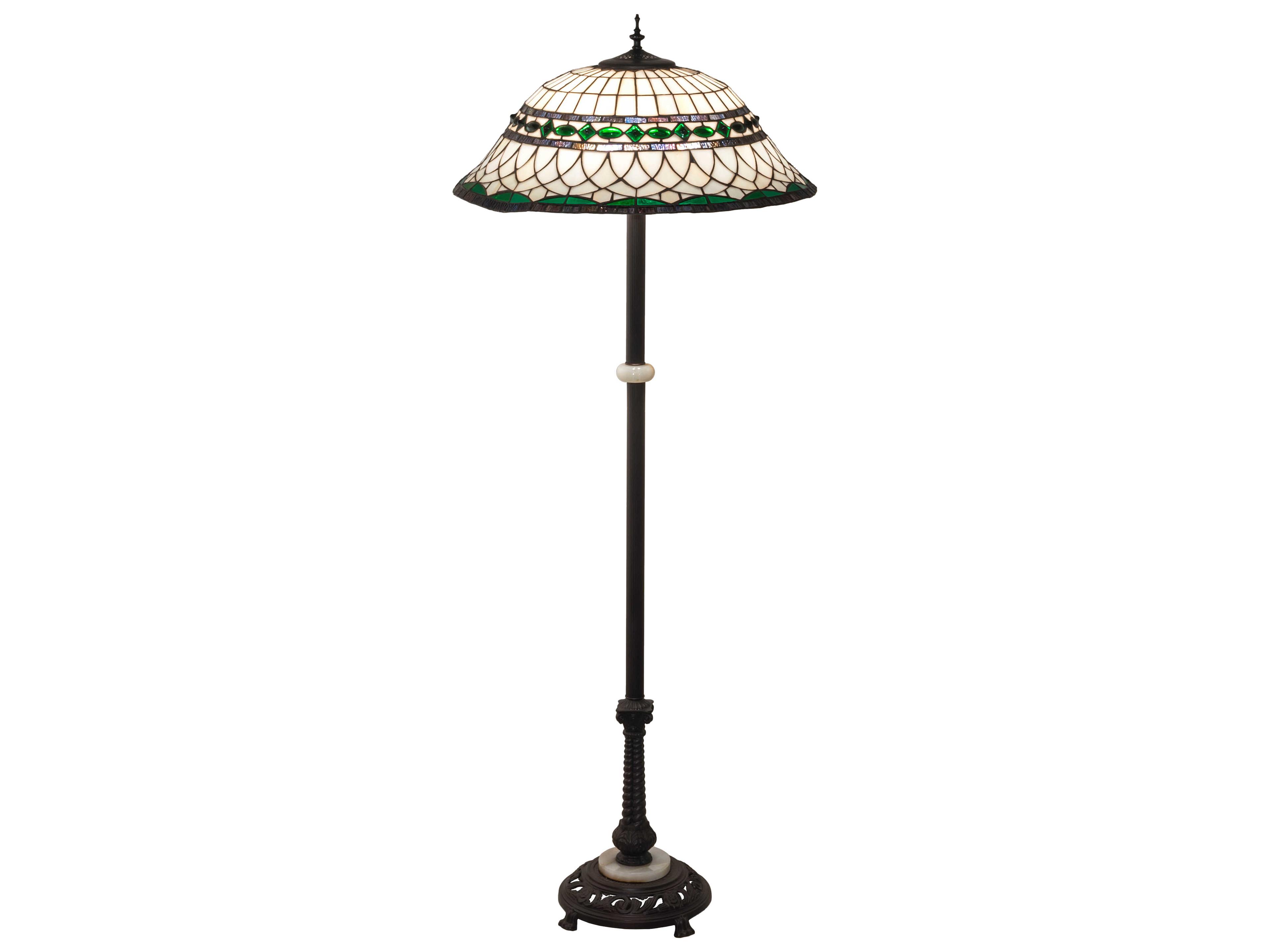 Tiffany Roman Glass Mahogany Bronze Floor Lamp