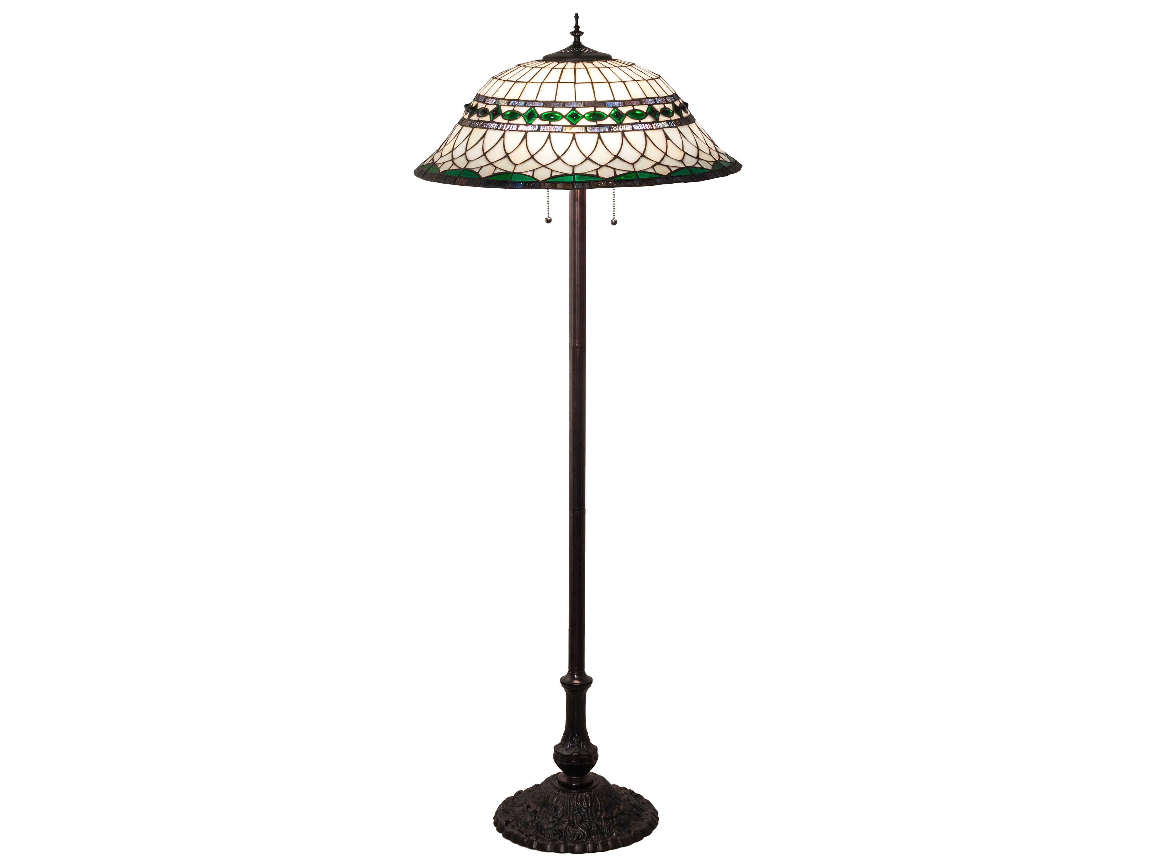 Tiffany Roman Glass Mahogany Bronze Floor Lamp