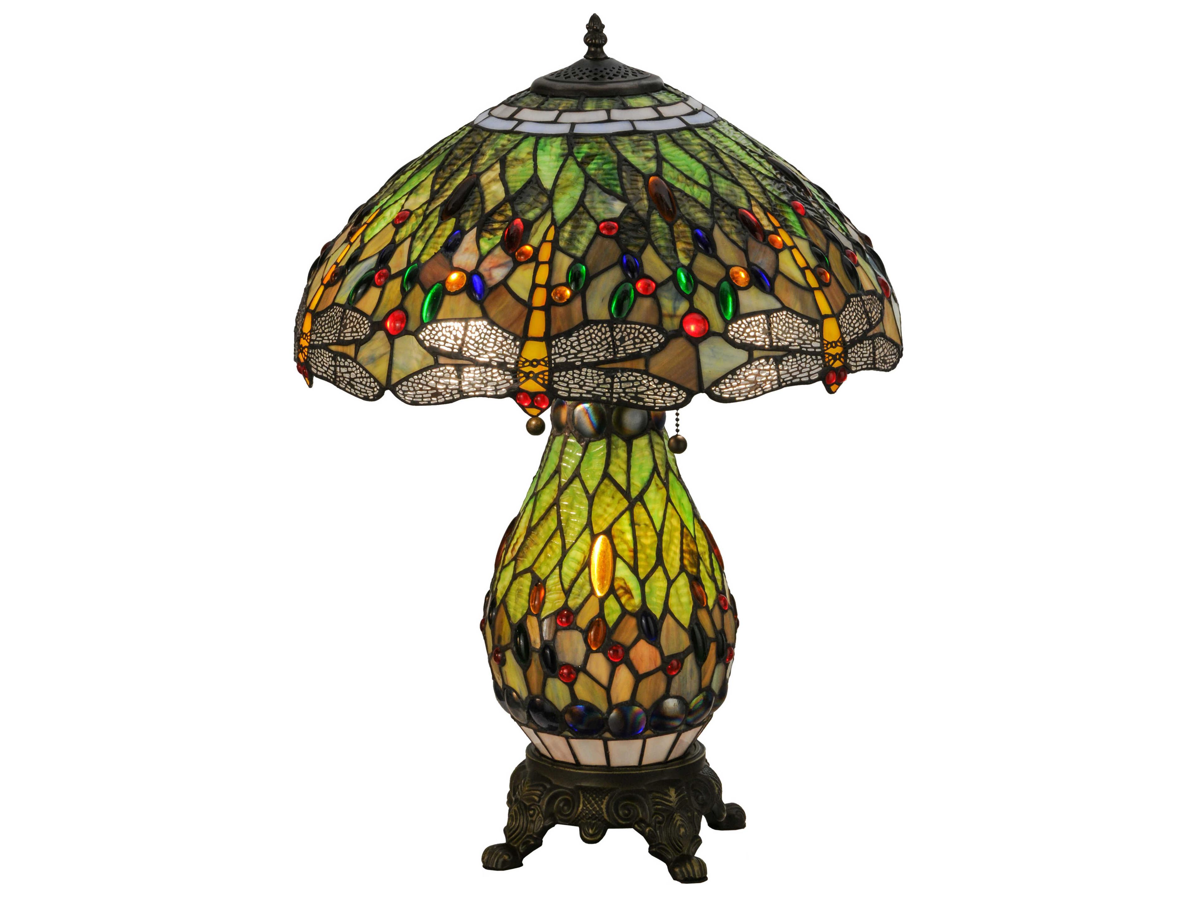 Tiffany Hanginghead Dragonfly Lighted Base Brown Table Lamp