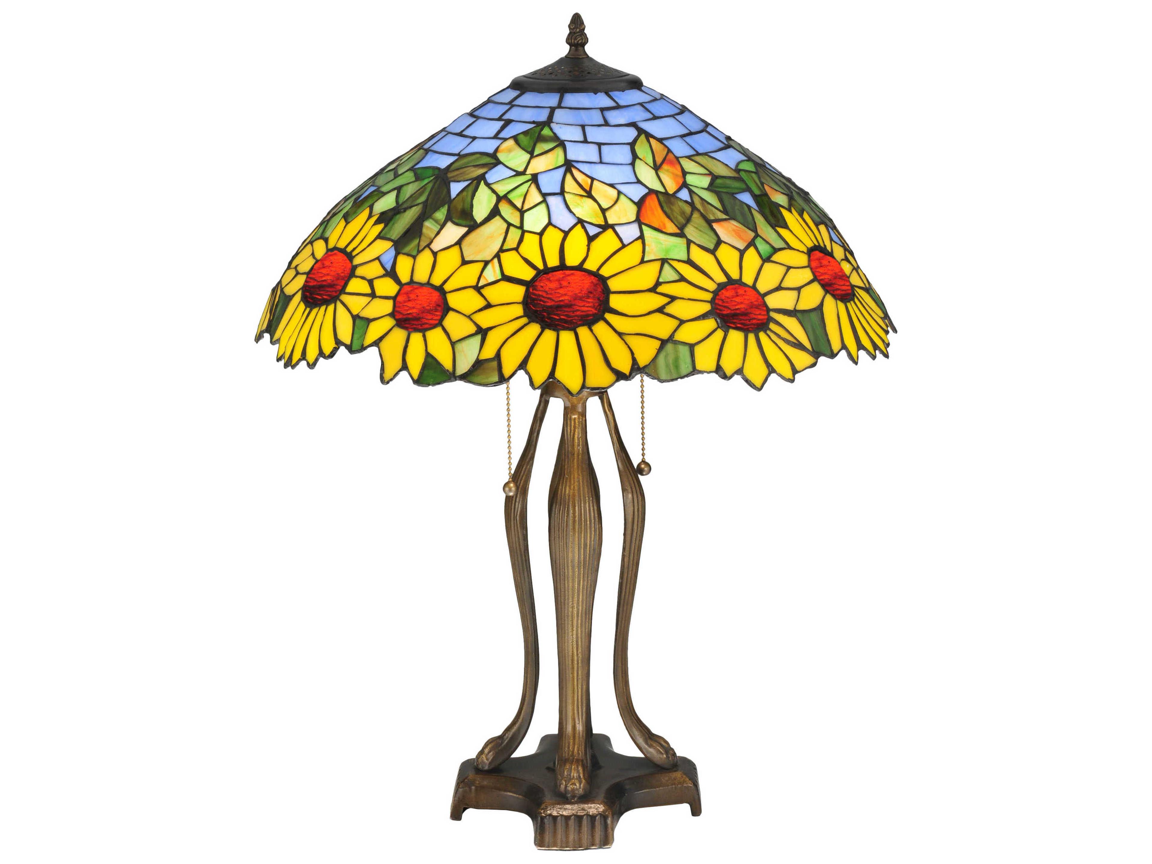 Wild Sunflower Bronze Tiffany Table Lamp