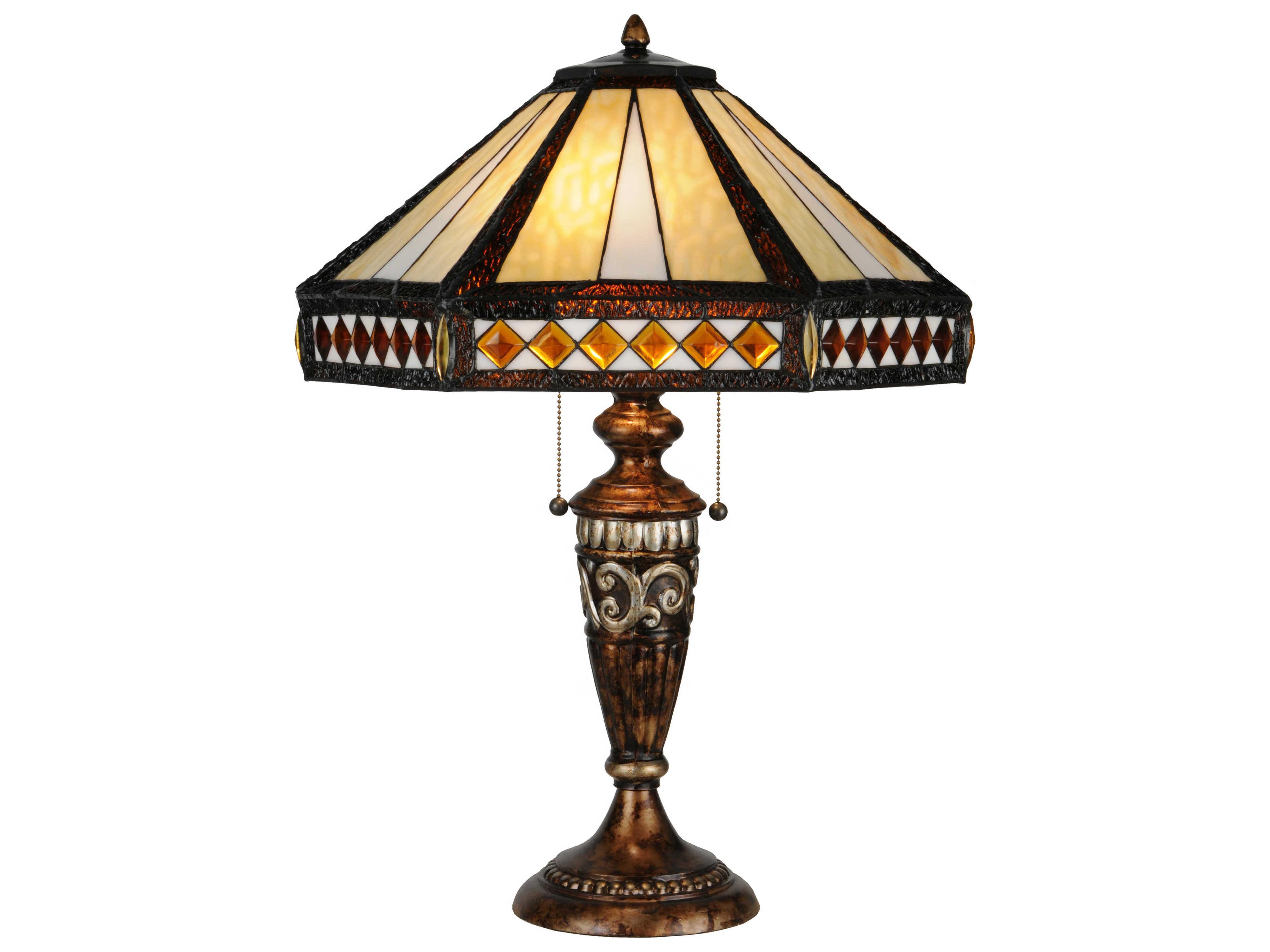 Tiffany Diamond Mission Beige & S White Bronze Table Lamp