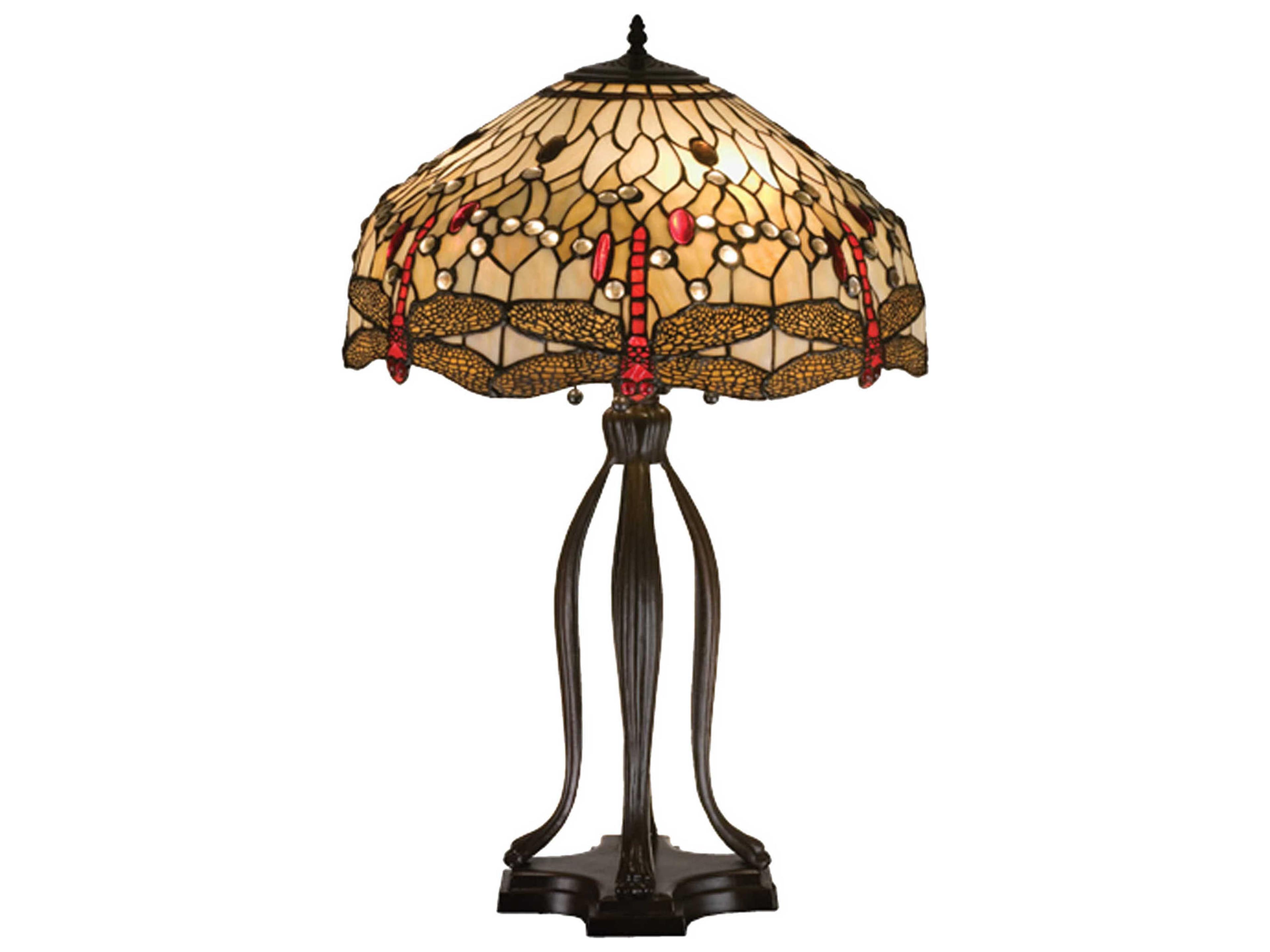 Tiffany Hanginghead Dragonfly Brown Table Lamp