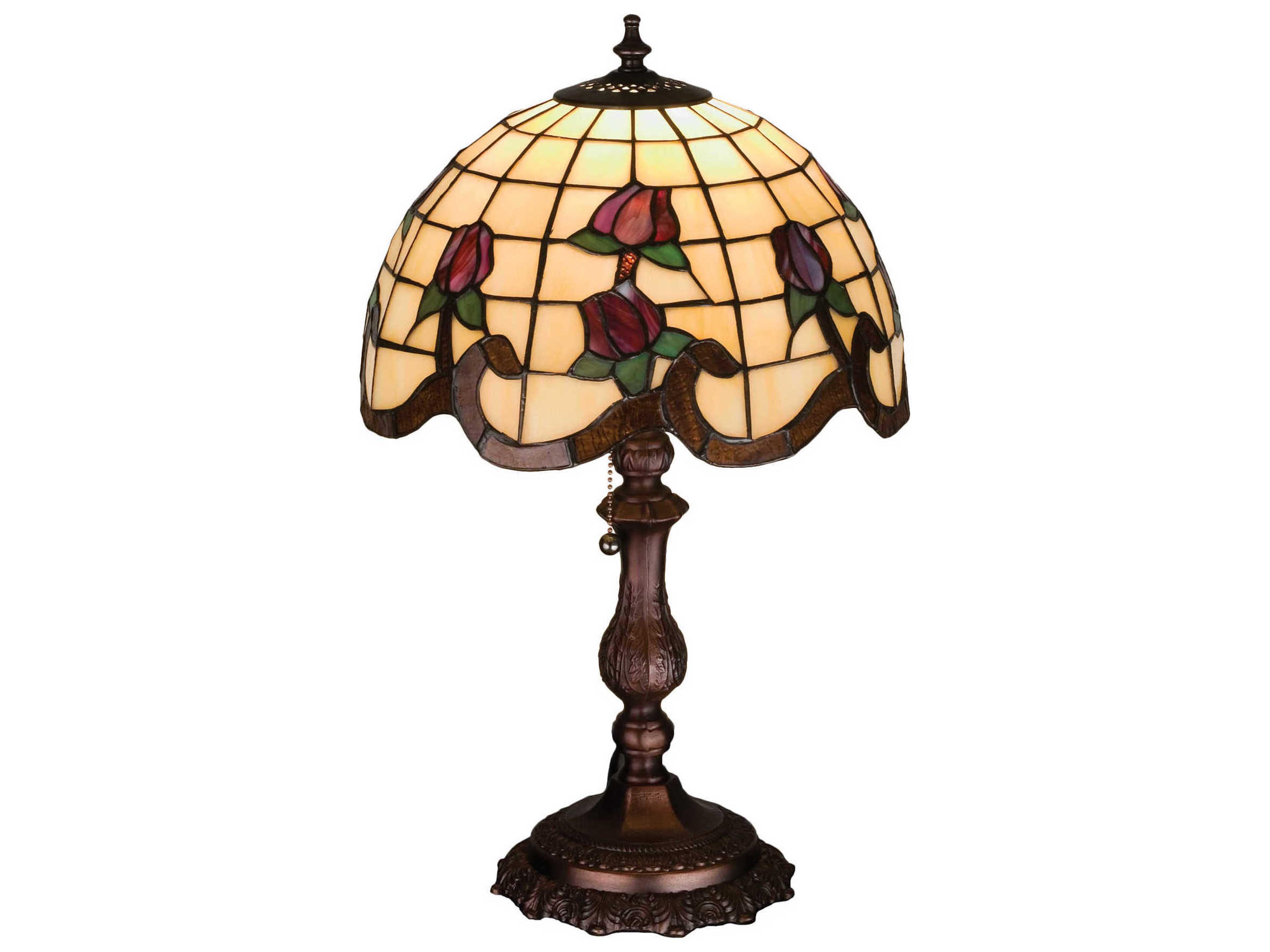Roseborder Beige Accent Brown Tiffany Table Lamp