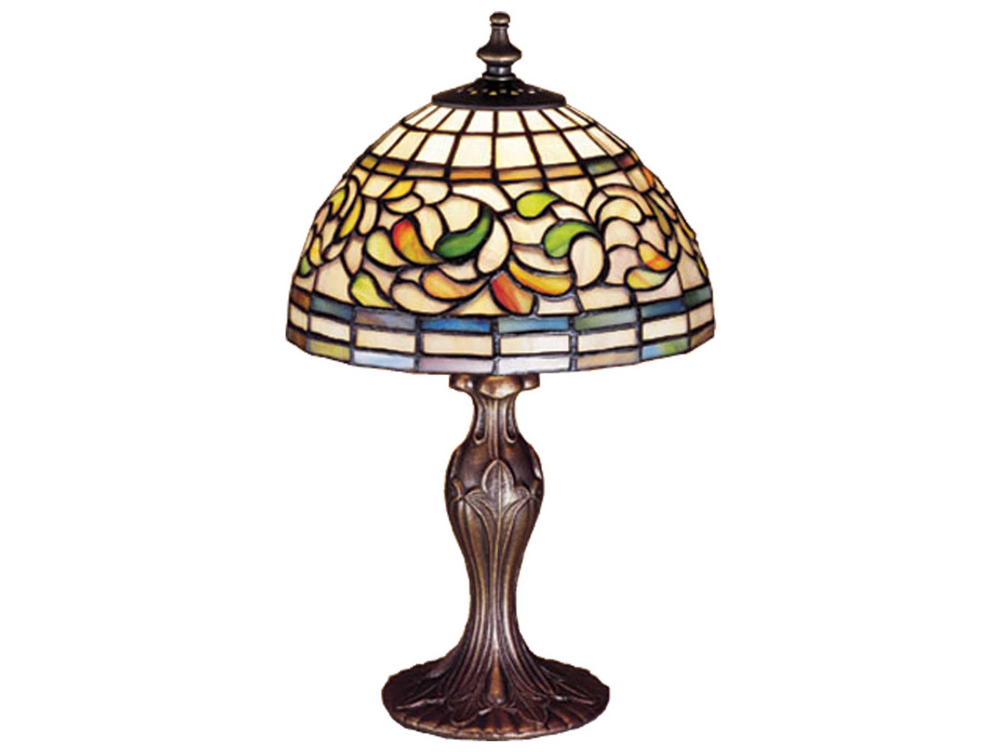 Tiffany Turning Leaf Mini Bronze Table Lamp