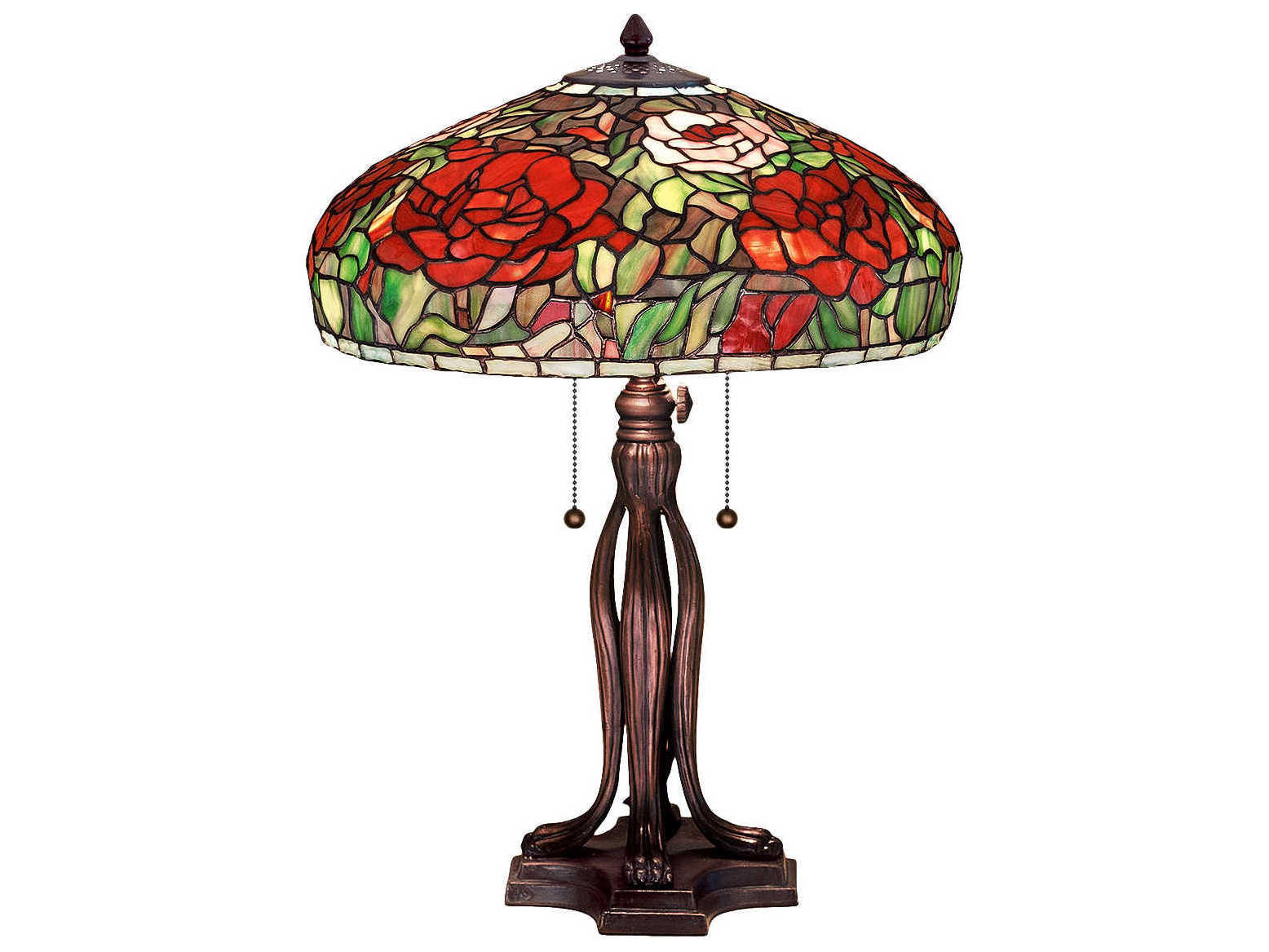 Tiffany Peony Bronze Table Lamp