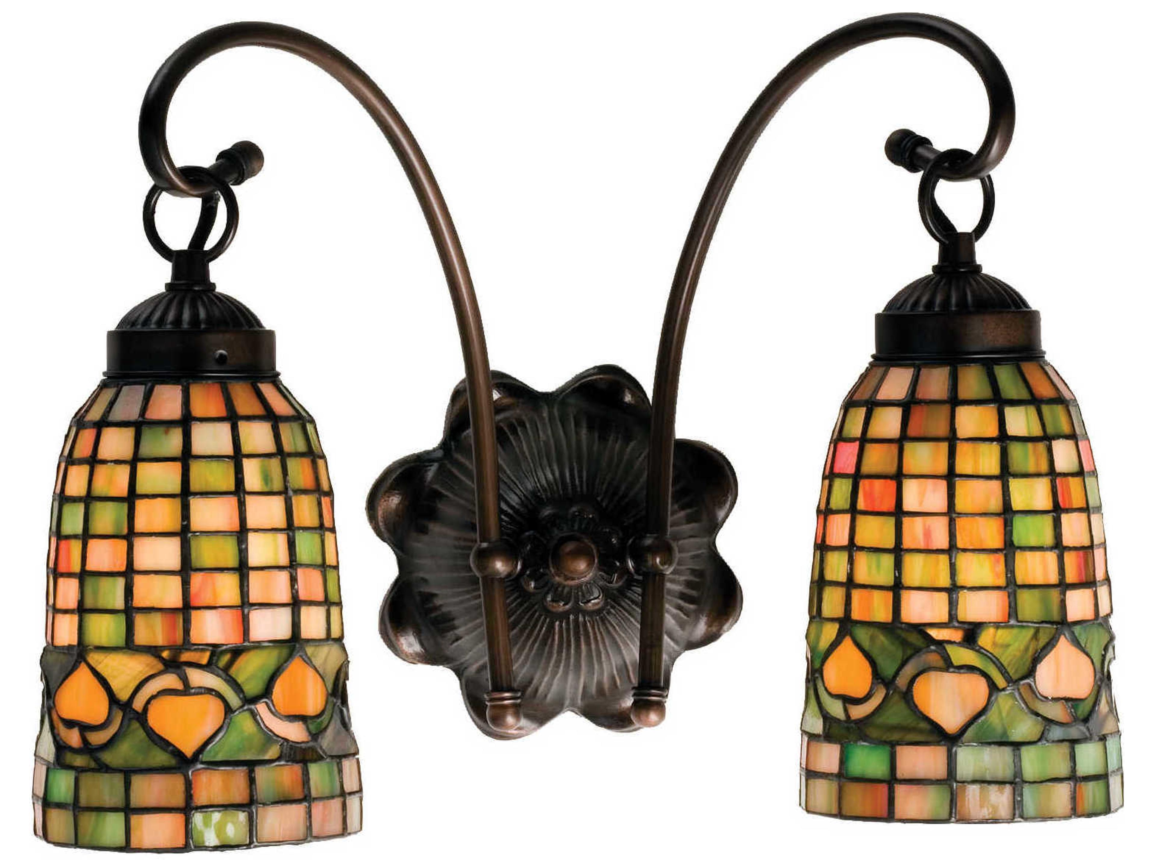 Tiffany 2-Light Bronze Wall Sconce