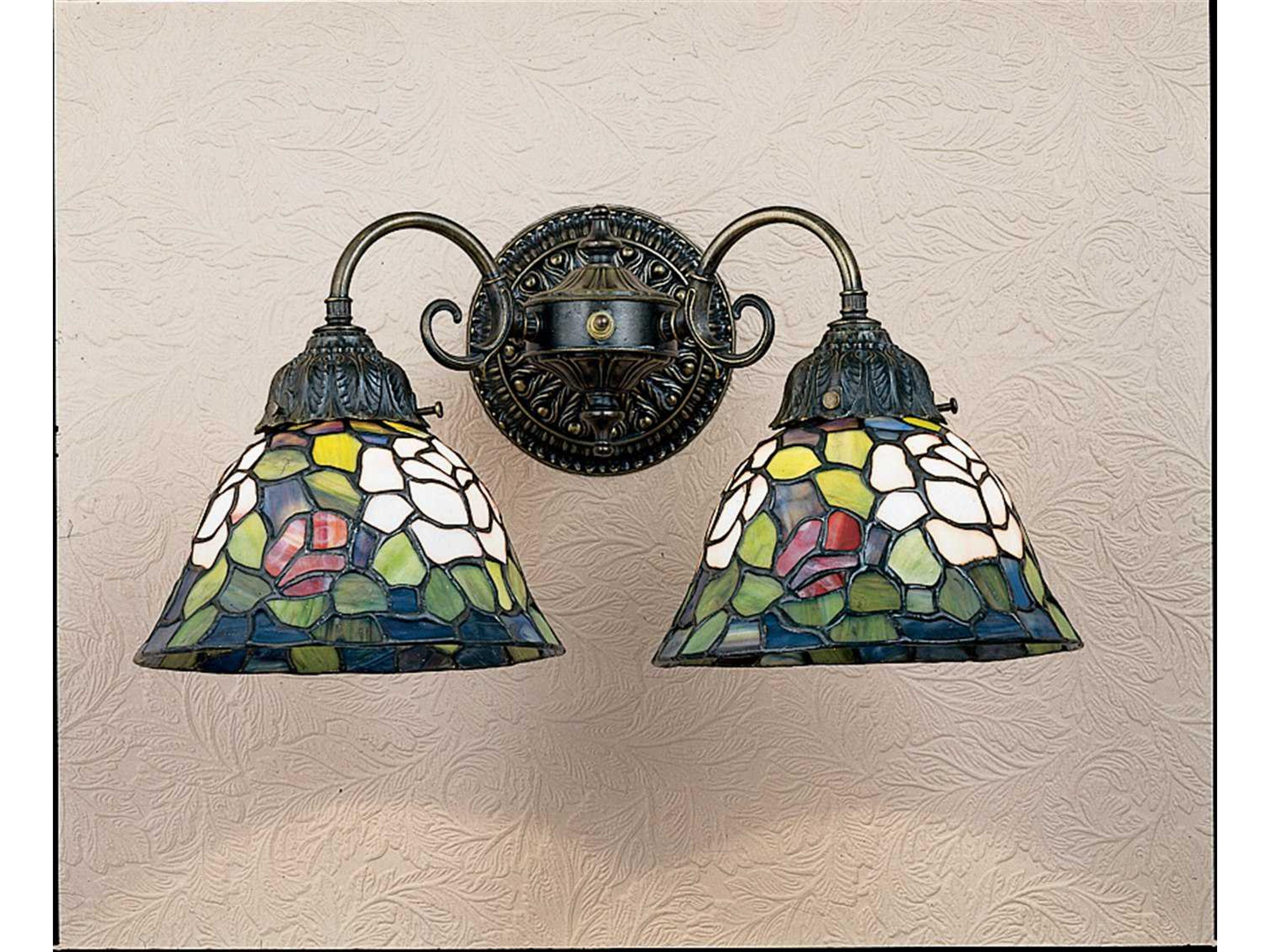 Tiffany Rosebush 2-Light Brown Wall Sconce