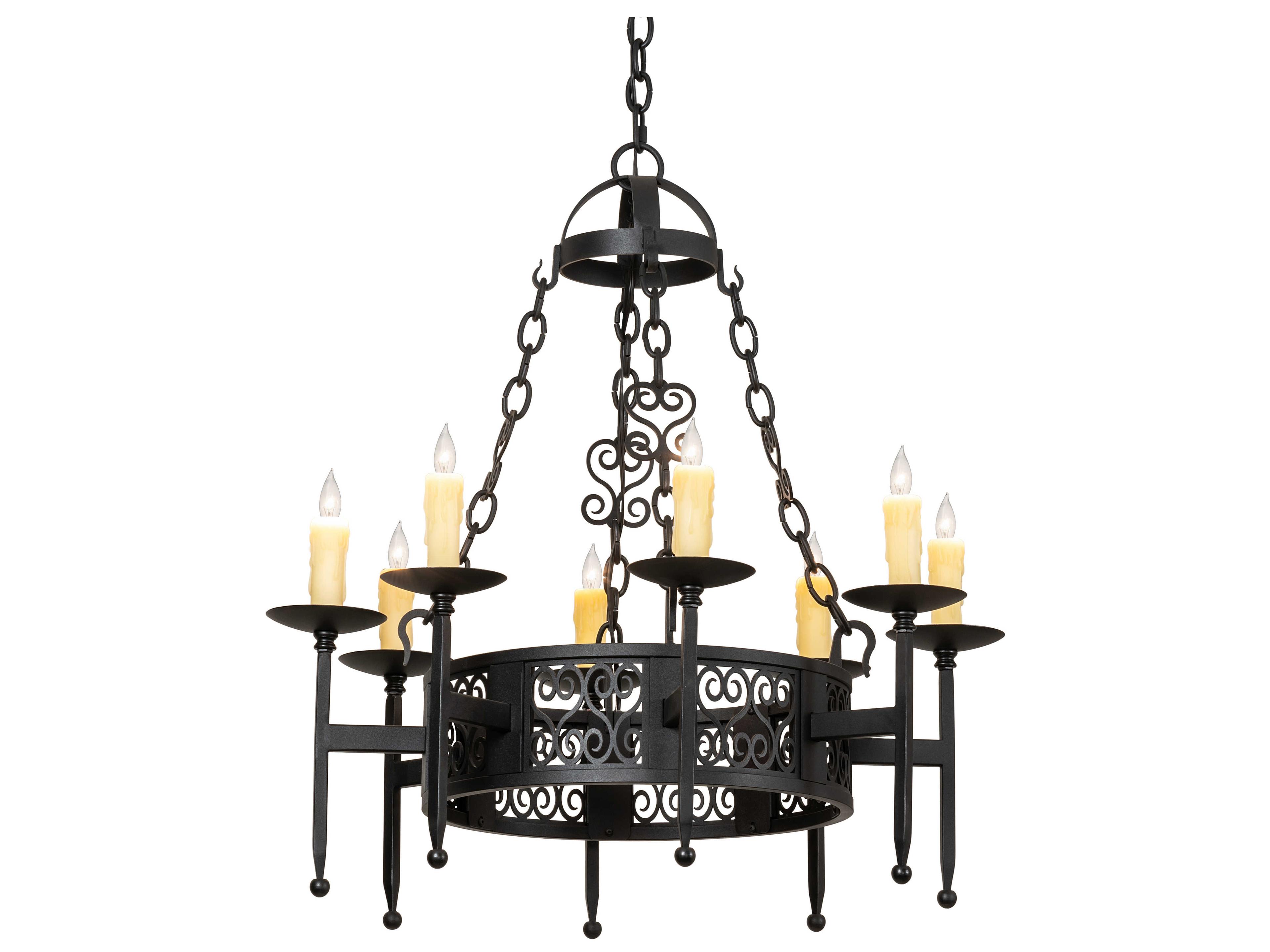 Toscano 8-Light Textured Black Candelabra Chandelier