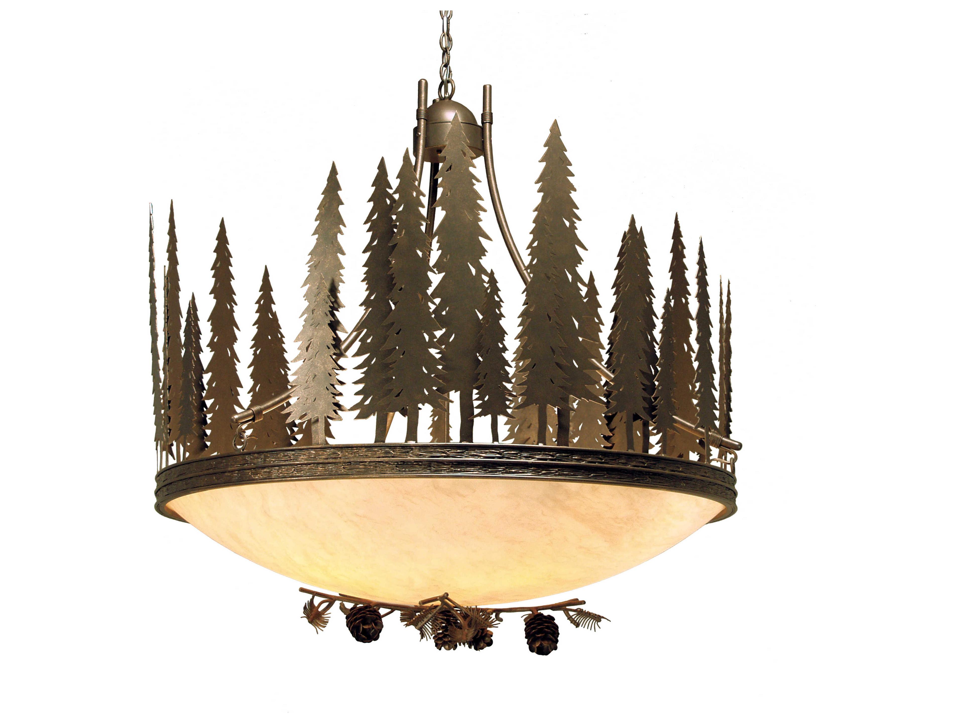 Towering Pines 8-Light Pompeii Gold Bowl Pendant