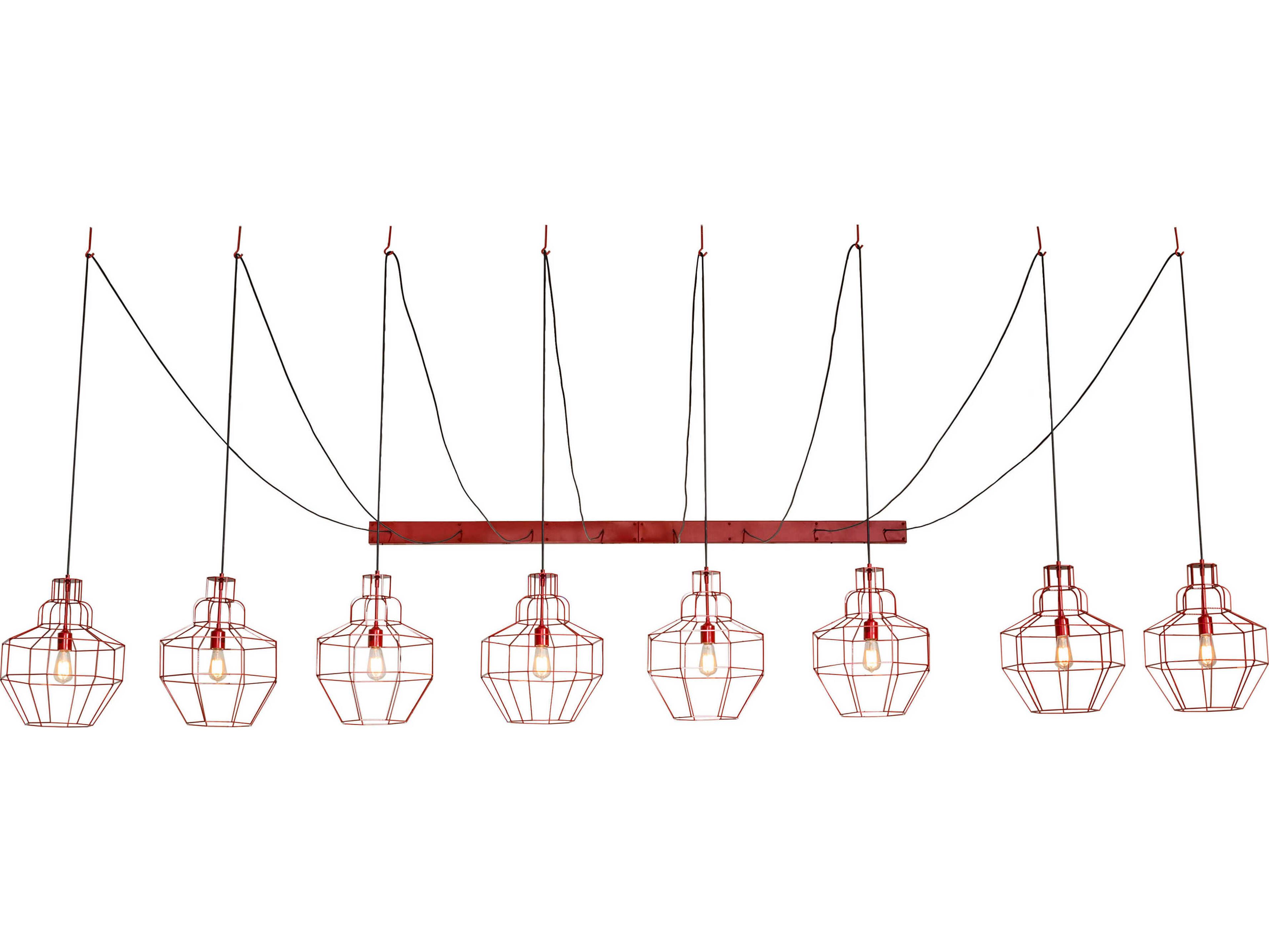 Troy 8-Light Ruby Red Pendant