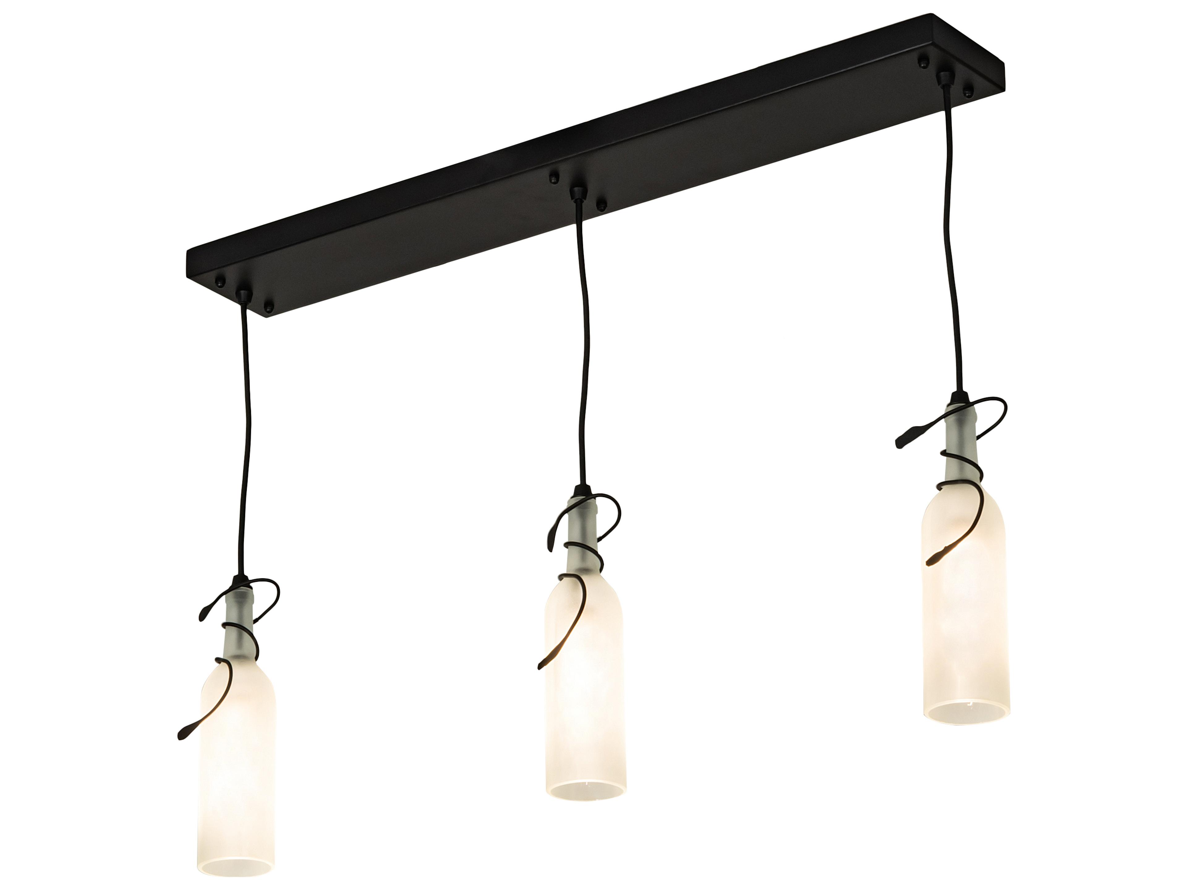 Tuscan Vineyard 3-Light Black Frost Clear White Glass Island Pendant