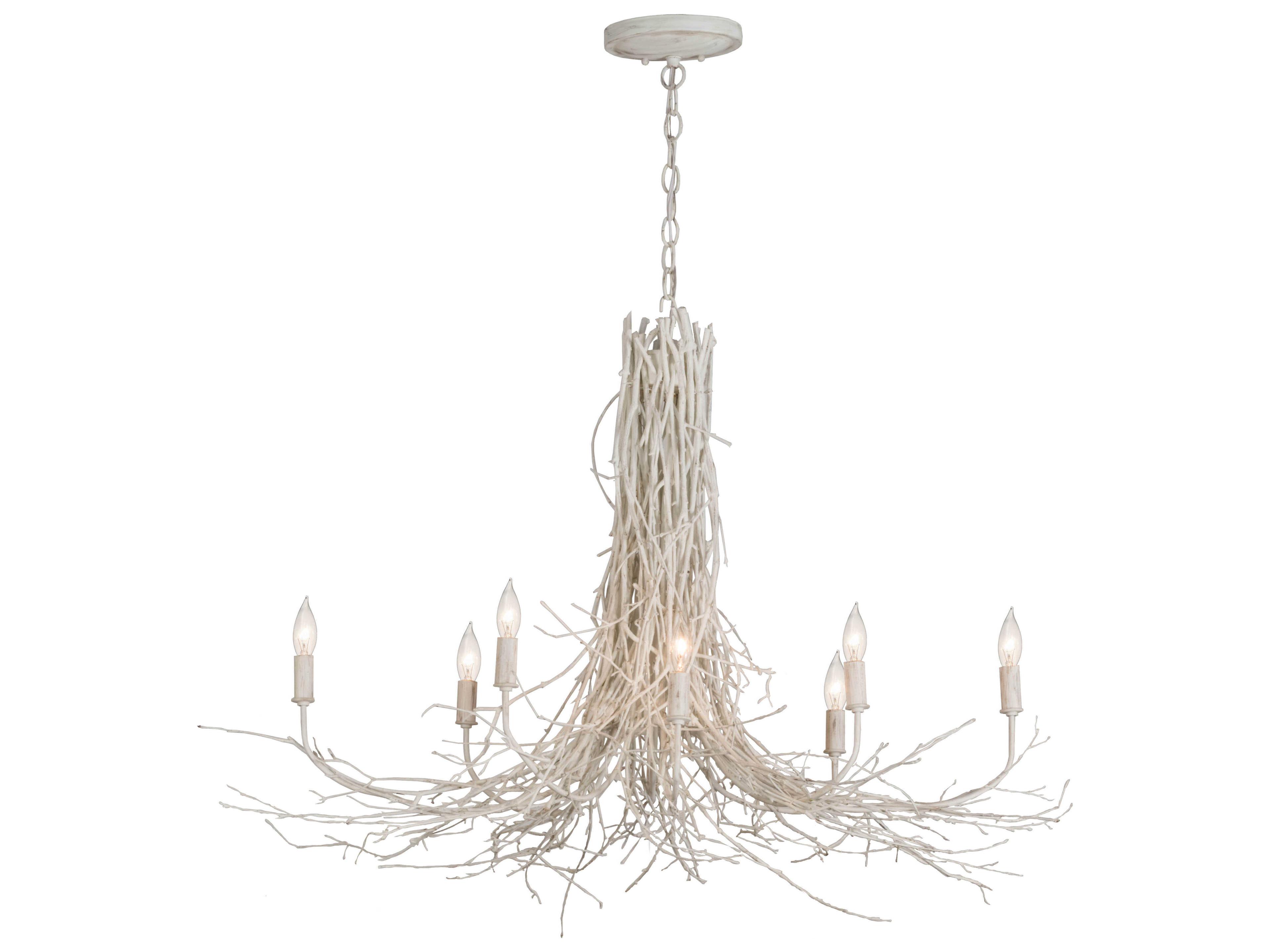 Twigs 8-Light Benjan Moore White Candelabra Chandelier