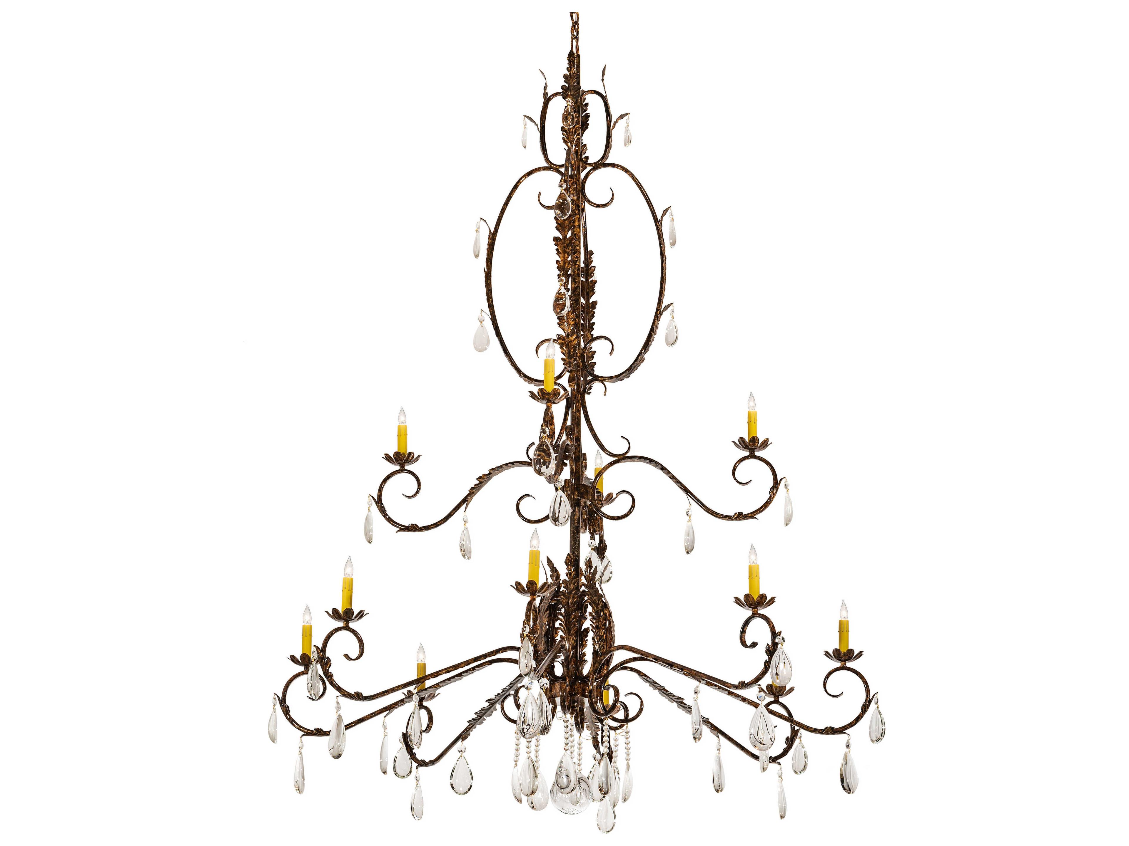 Valentina 12-Light Oxide Bronze Custom Crystal Candelabra Tiered Chandelier
