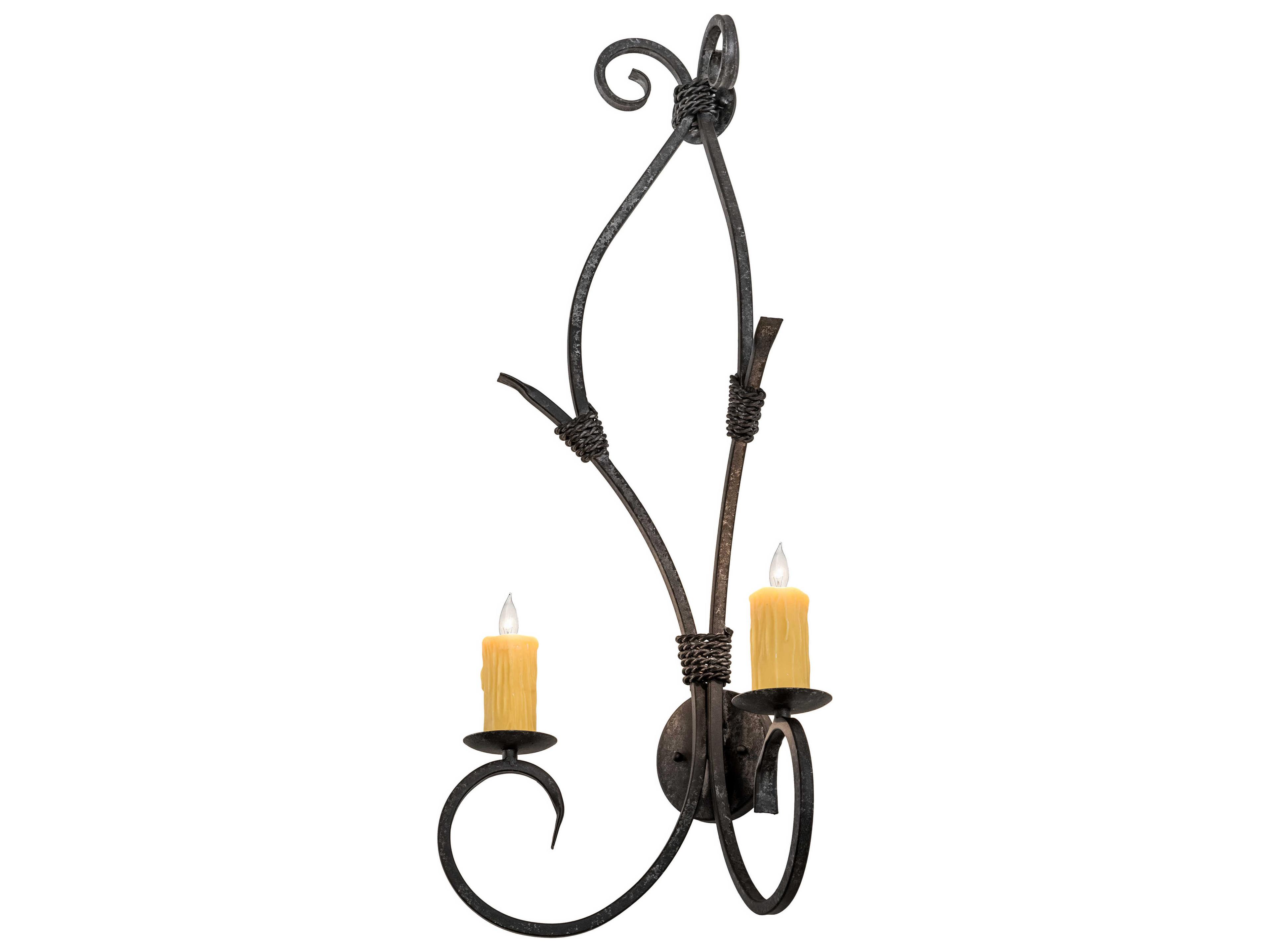 Sienna 2-Light Black Glass Wall Sconce