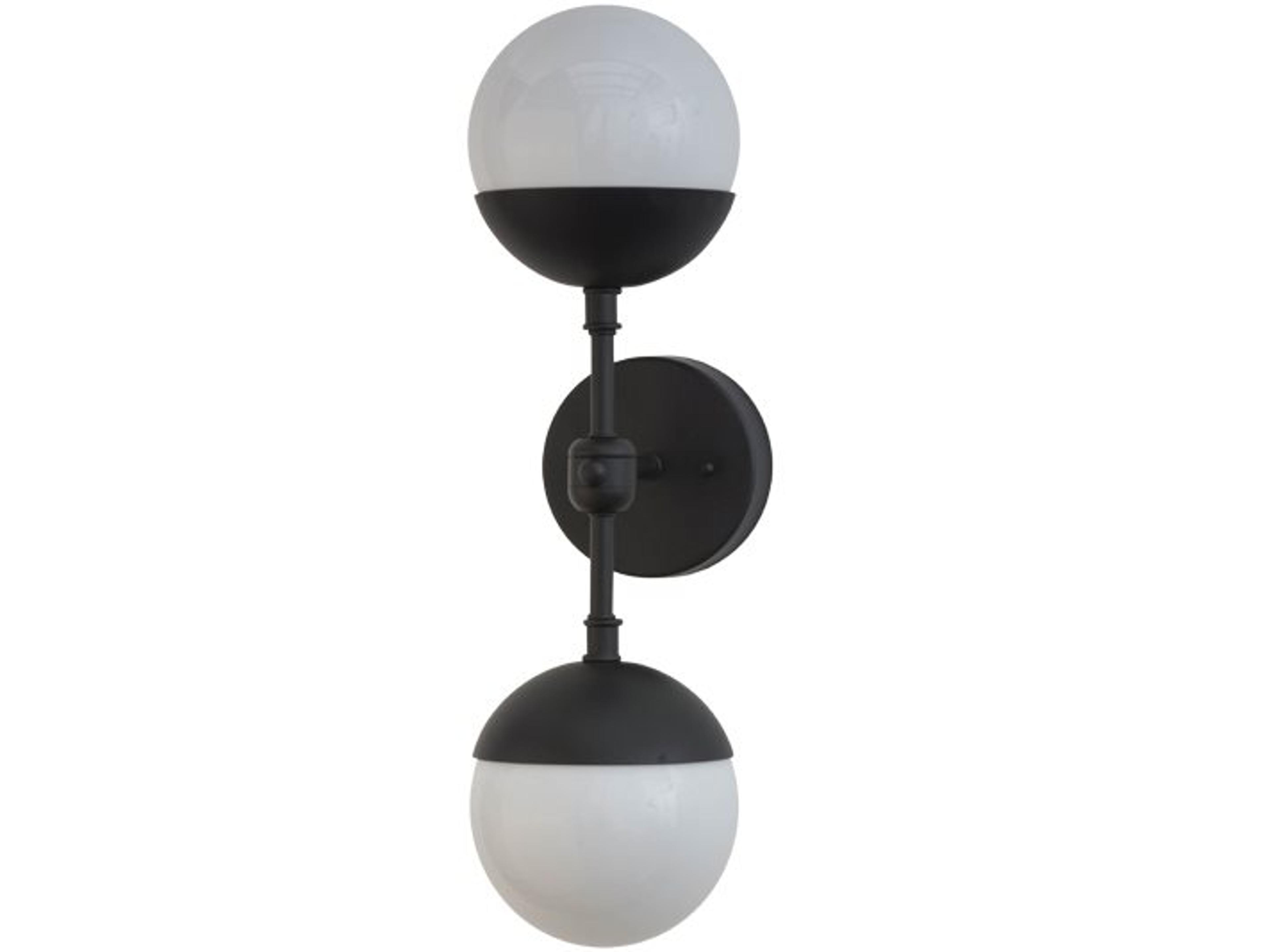 Bola 2-Light Black Glass Wall Sconce