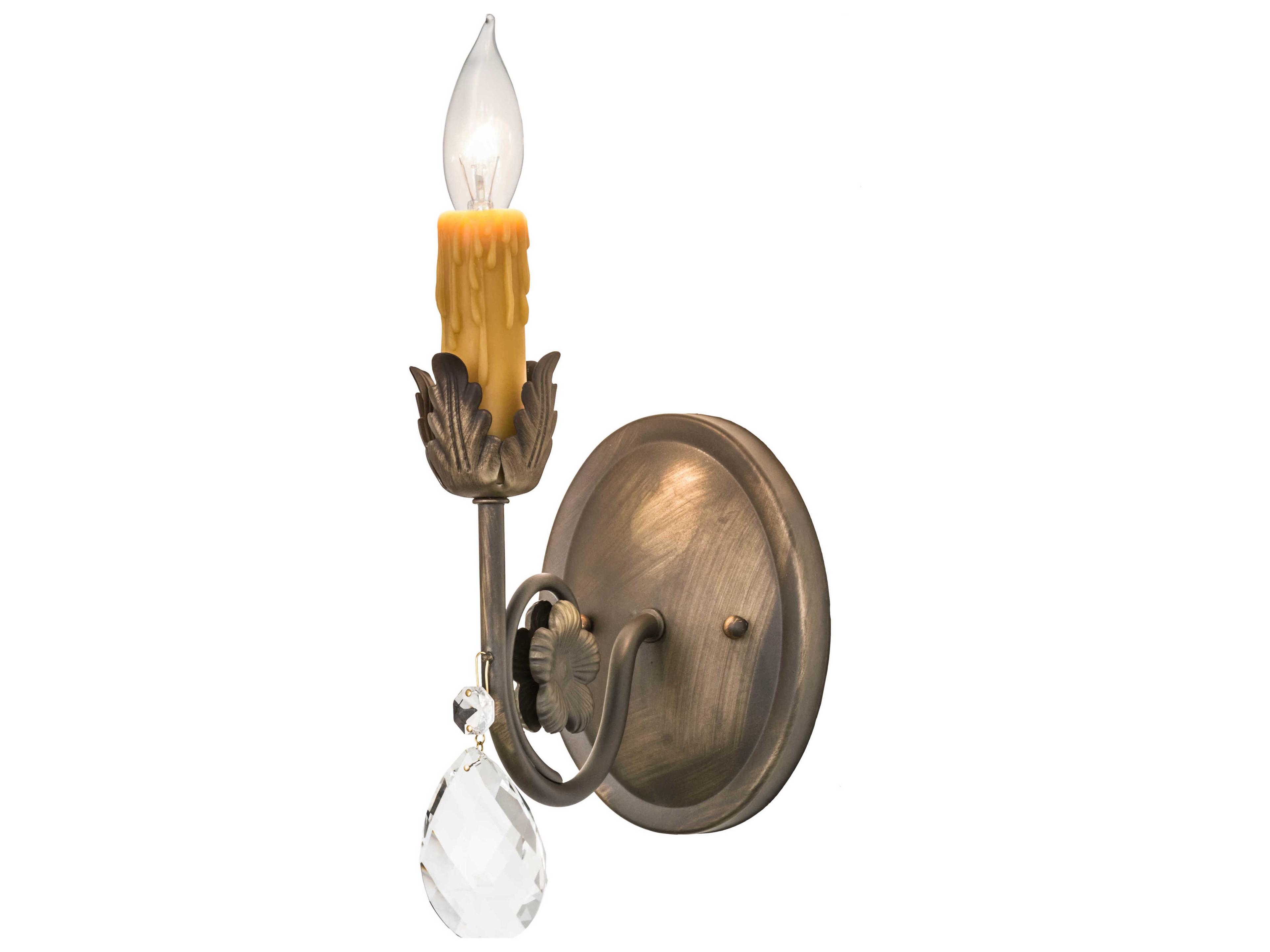 Antonia 1-Light Brass Crystal Wall Sconce