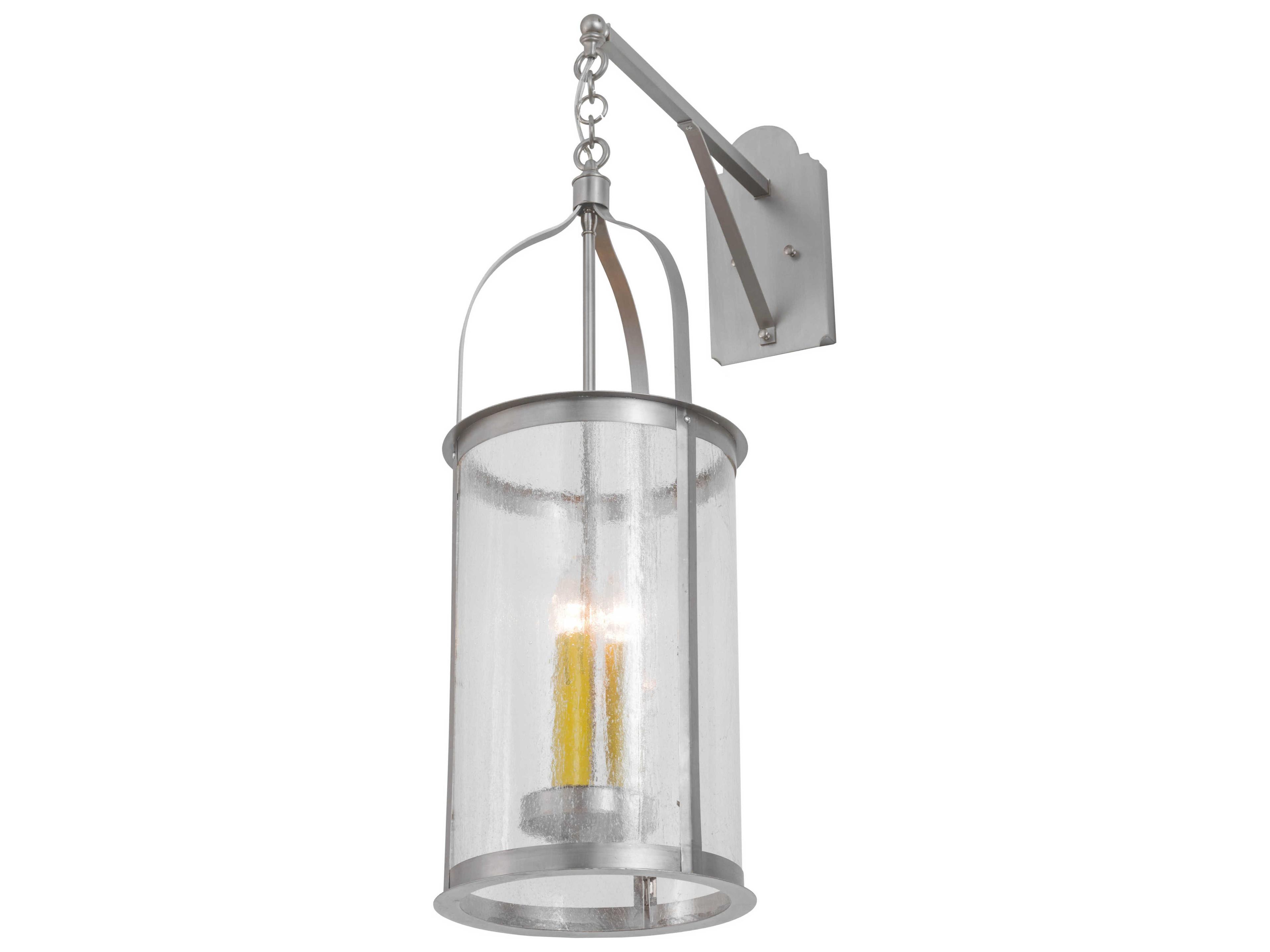 3-Light Nickel Glass Wall Sconce