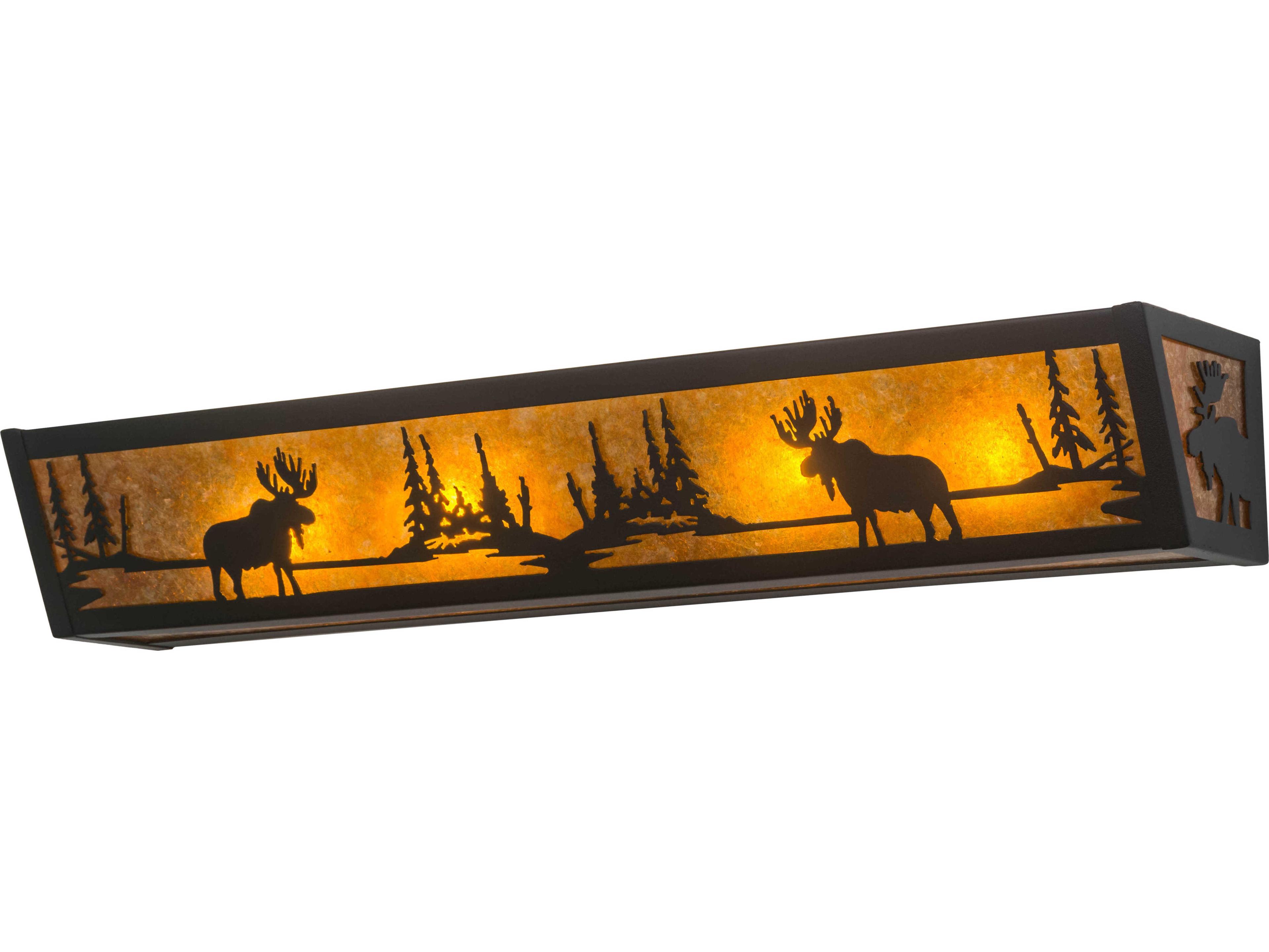 Moose At Lake 4-Light Black Glass Vanity Light