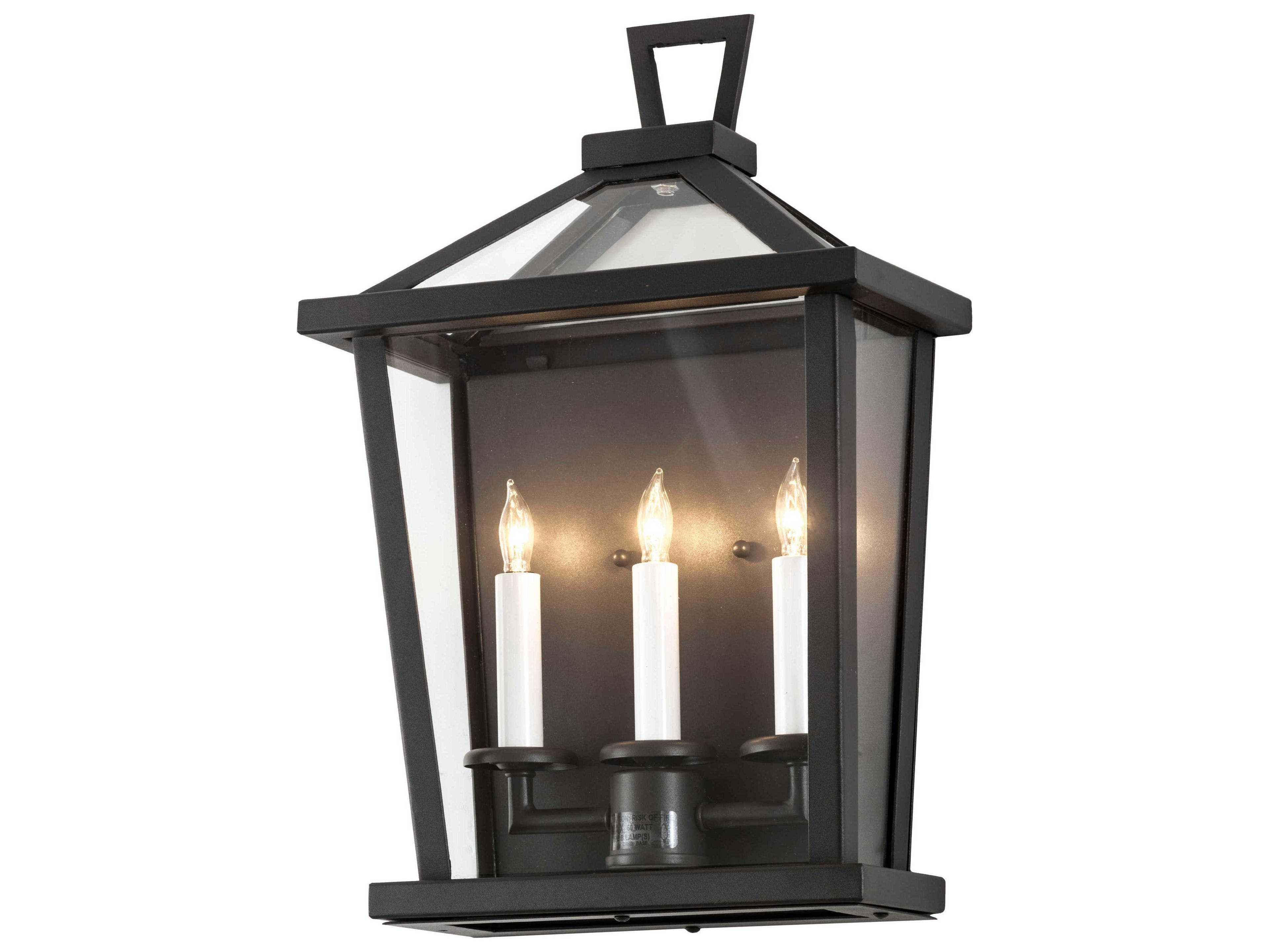 3-Light Black Glass Wall Sconce