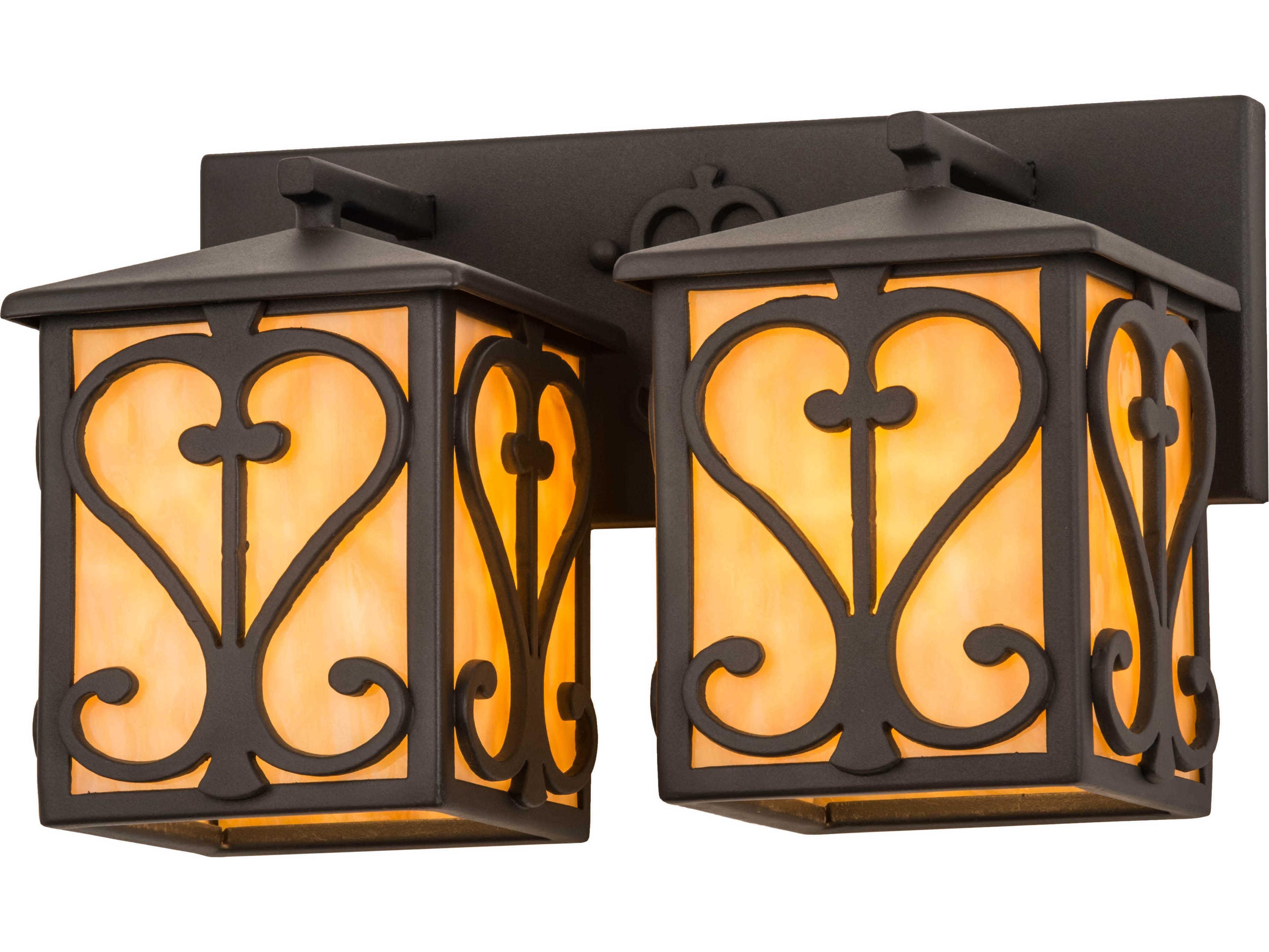 Caprice 2-Light Black Glass Vanity Light