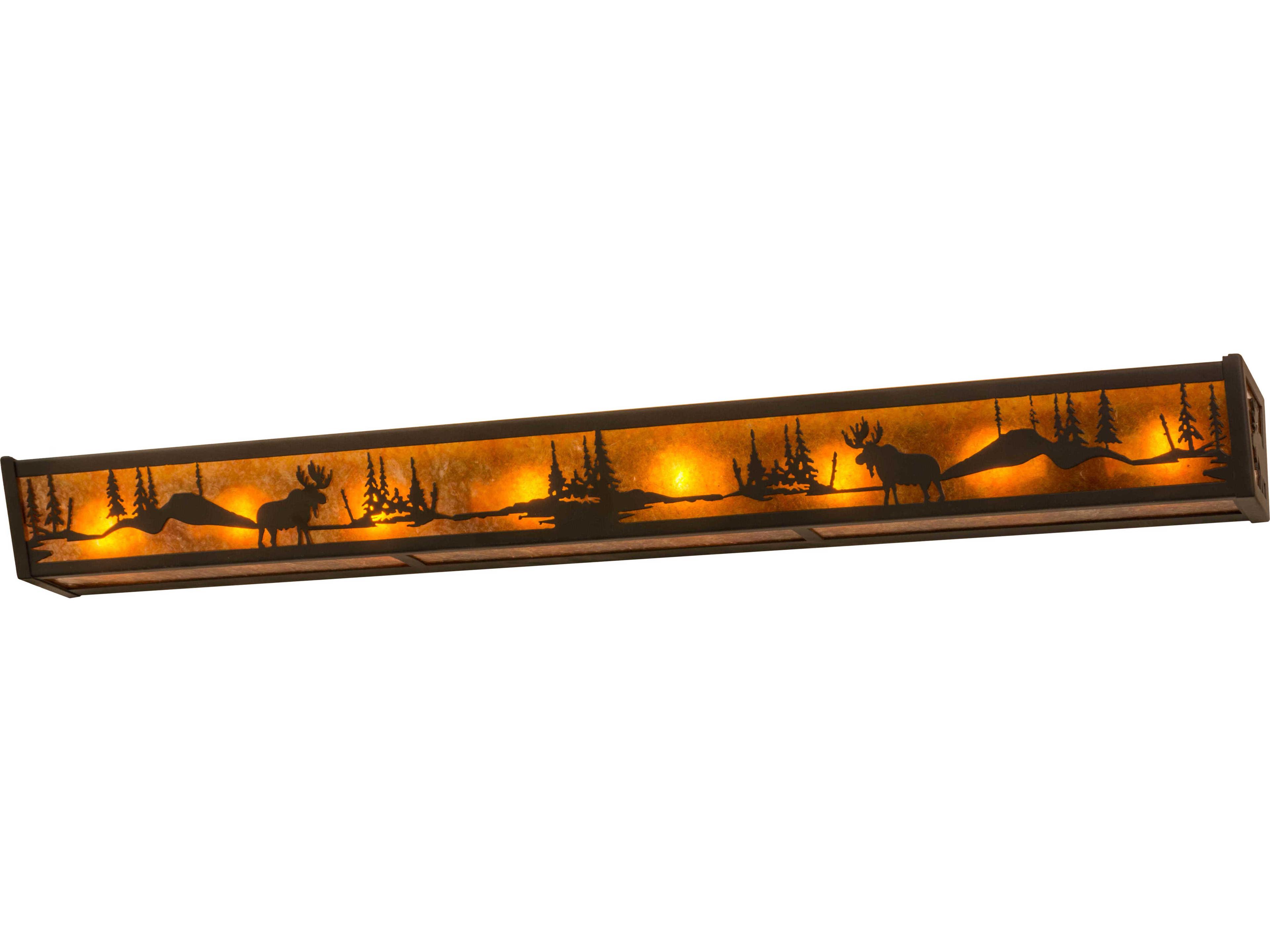 Moose At Lake 8-Light Bronze Glass Vanity Light