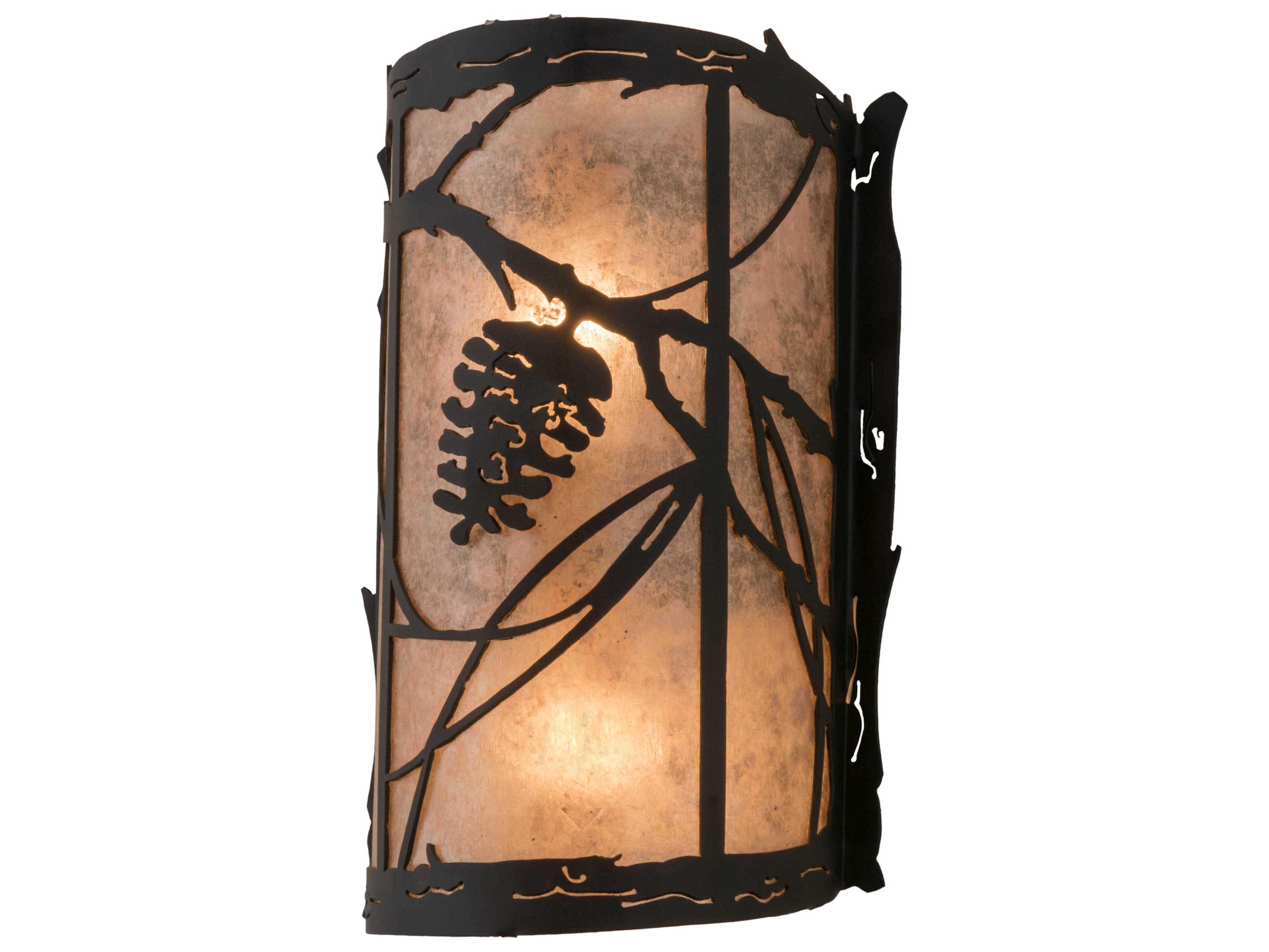 Whispering Pines 2-Light Black Glass Wall Sconce