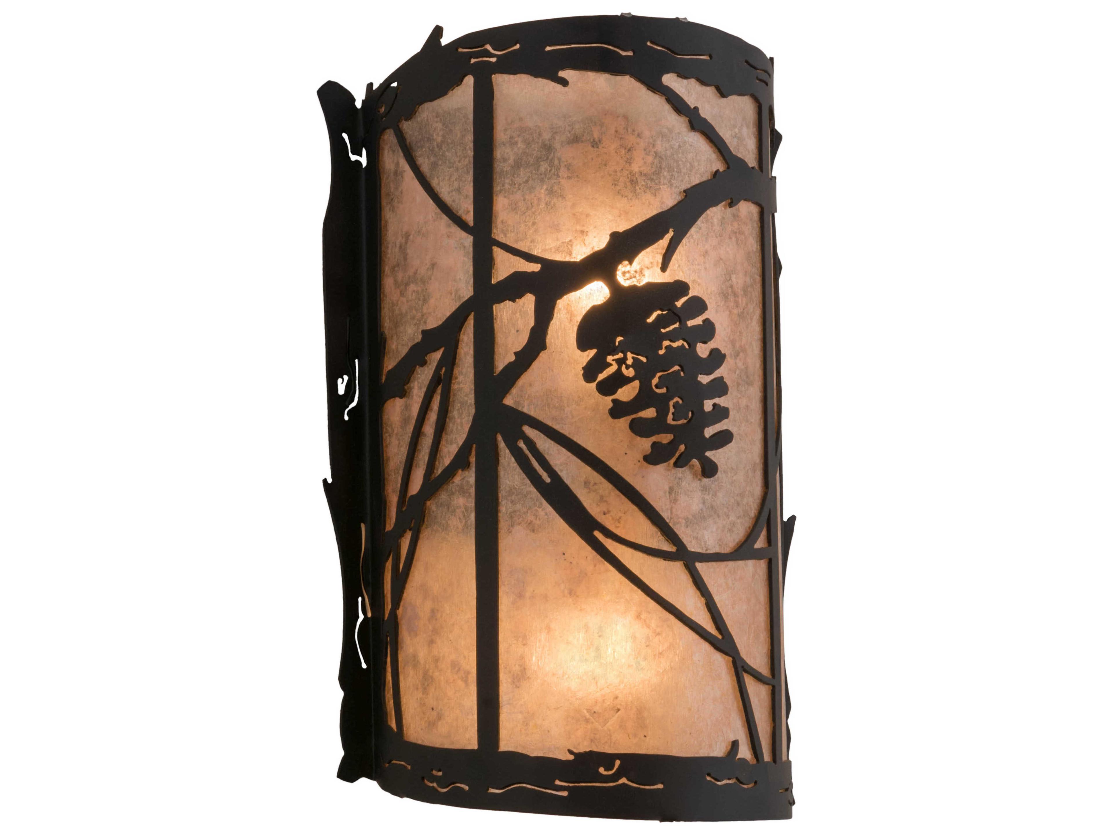 Whispering Pines 2-Light Black Glass Wall Sconce