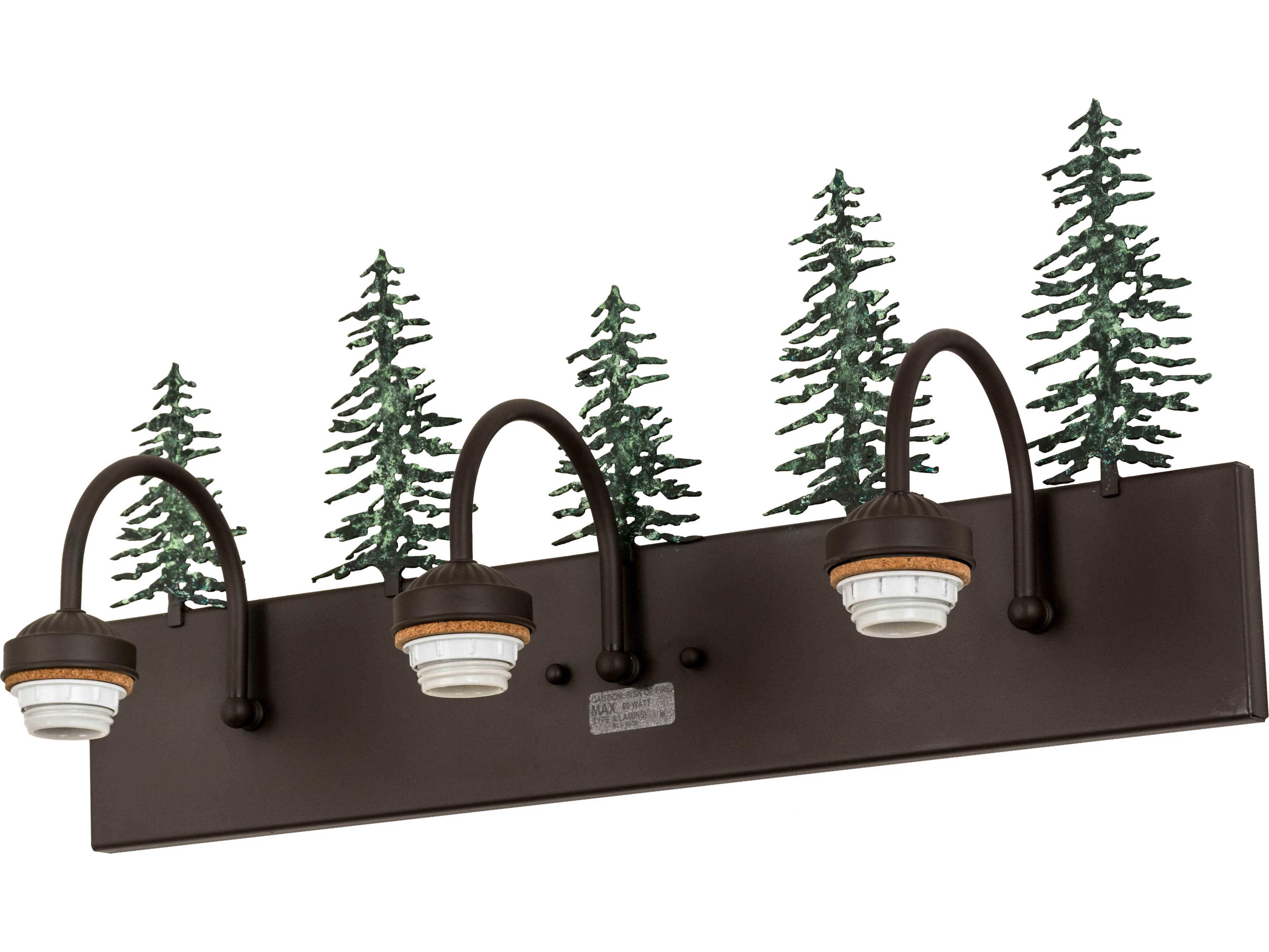 Tall Pines 3-Light Bronze Glass Vanity Light