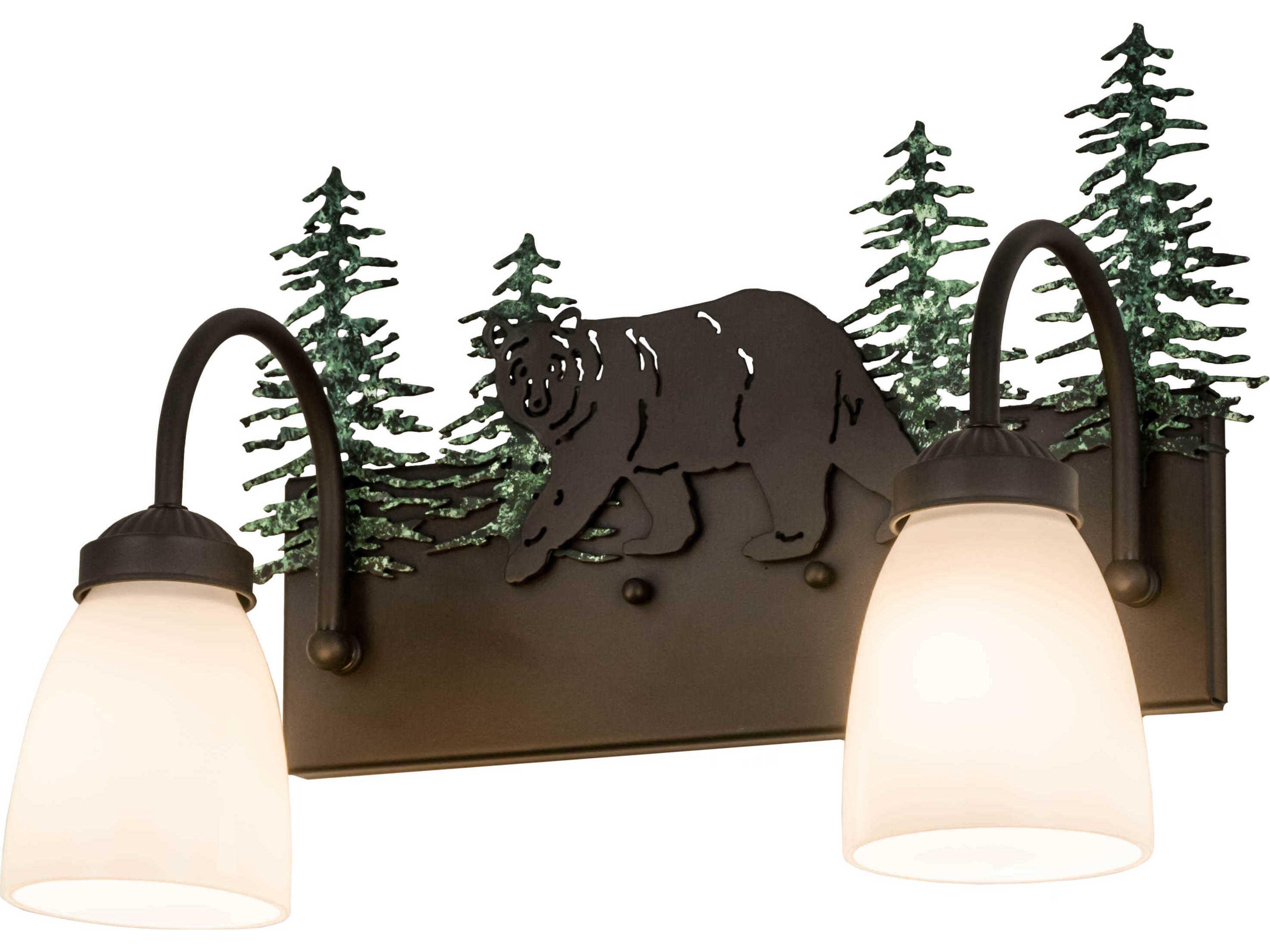 2-Light Bronze Glass Vanity Light