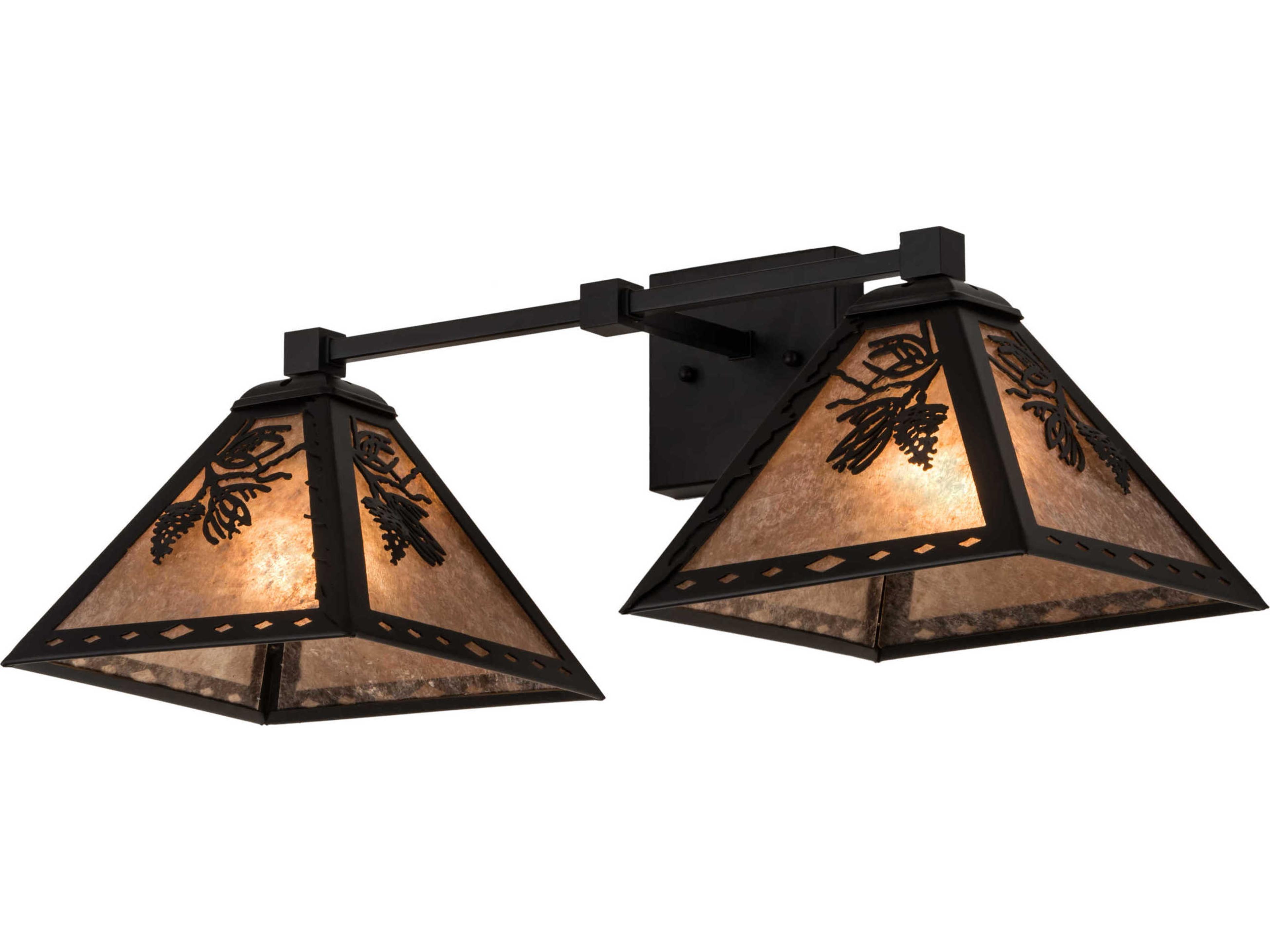 2-Light Black Glass Vanity Light