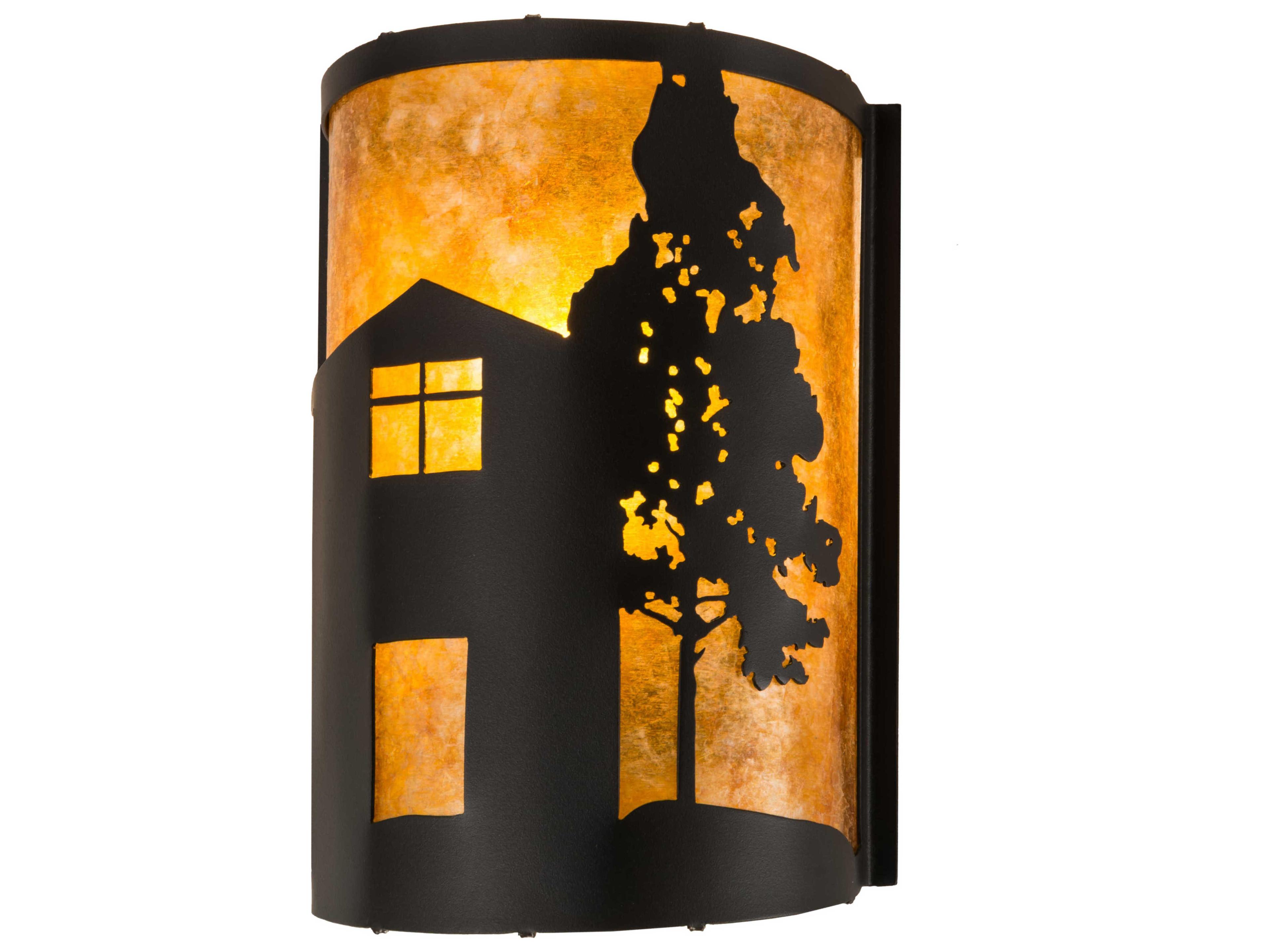 1-Light Black Glass Wall Sconce