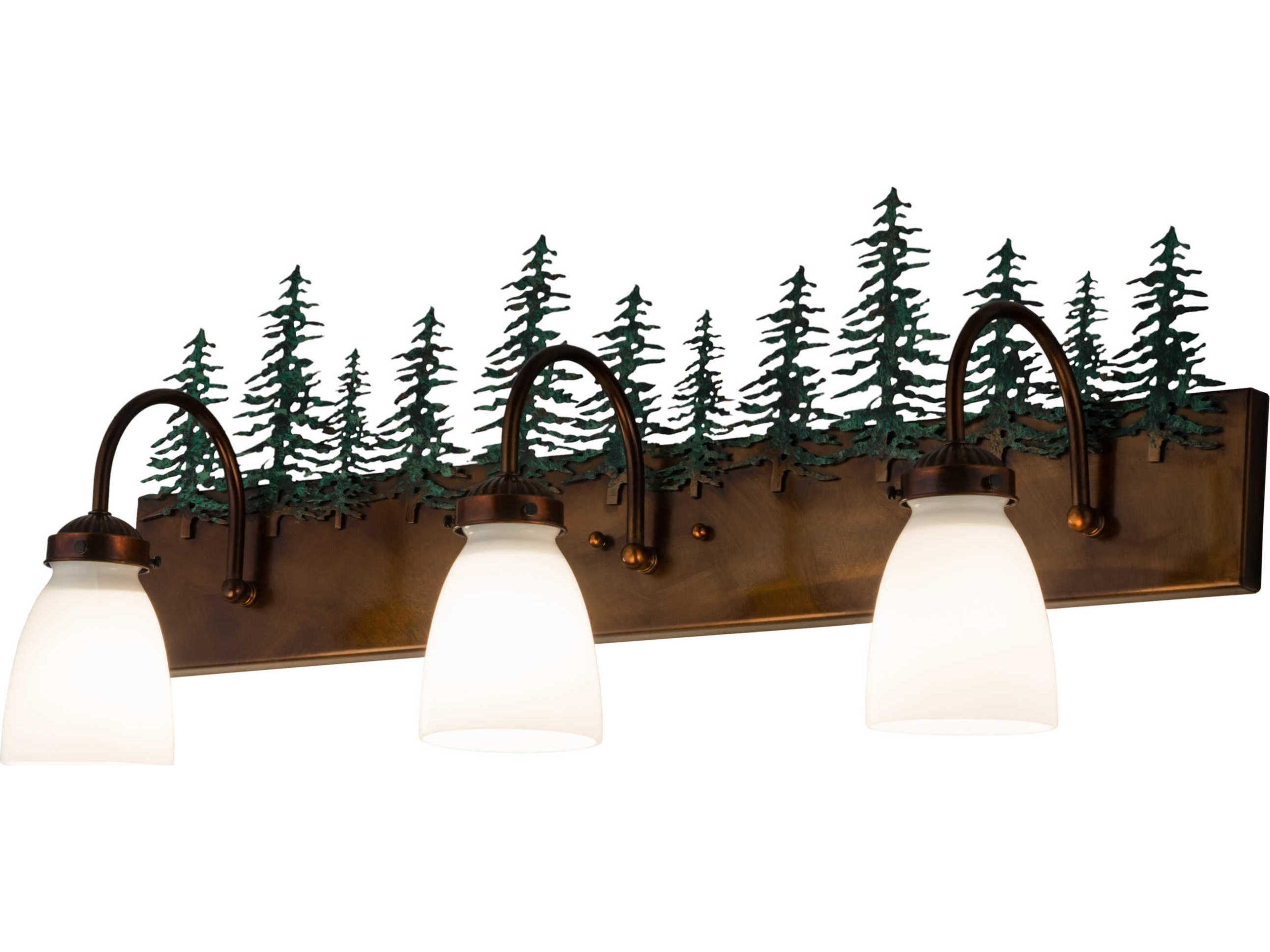 3-Light Copper Glass Vanity Light