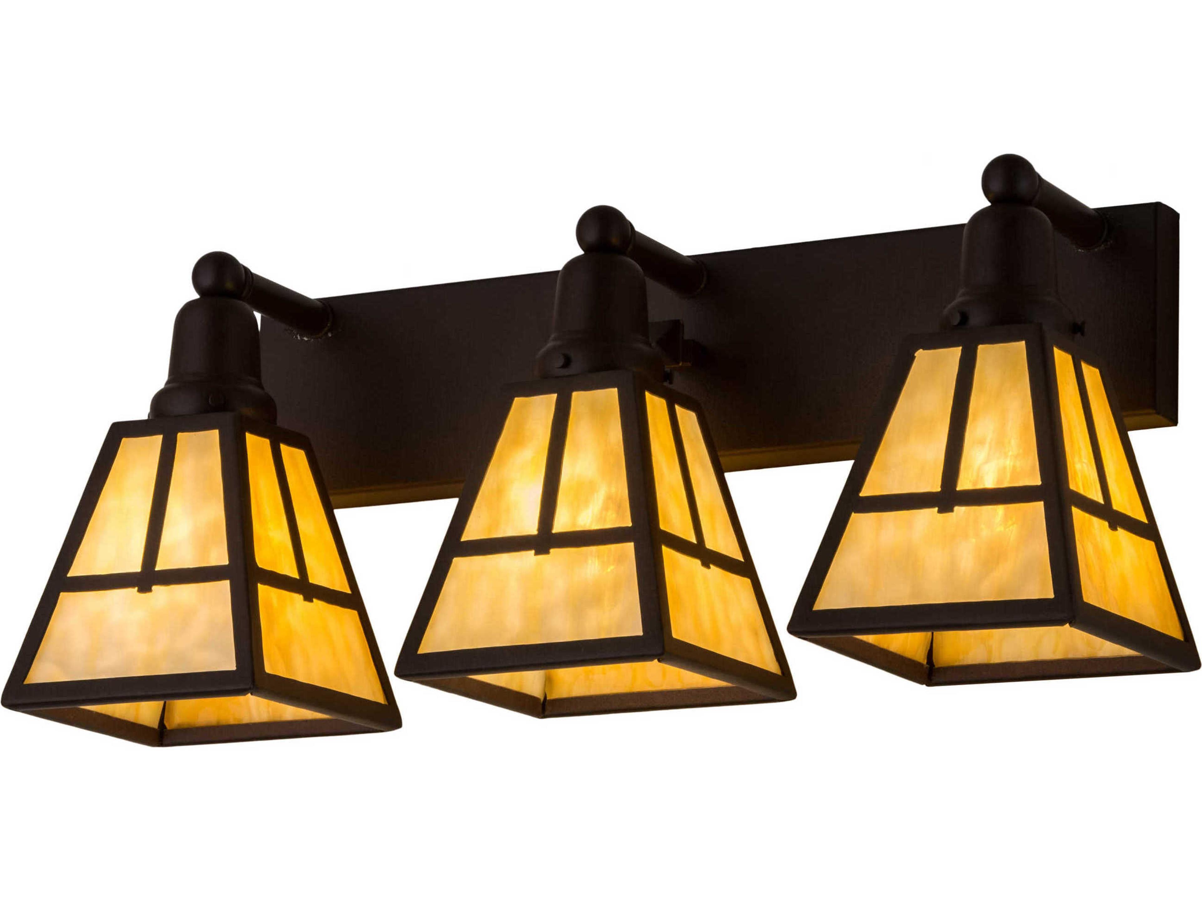 3-Light Brown Glass Vanity Light